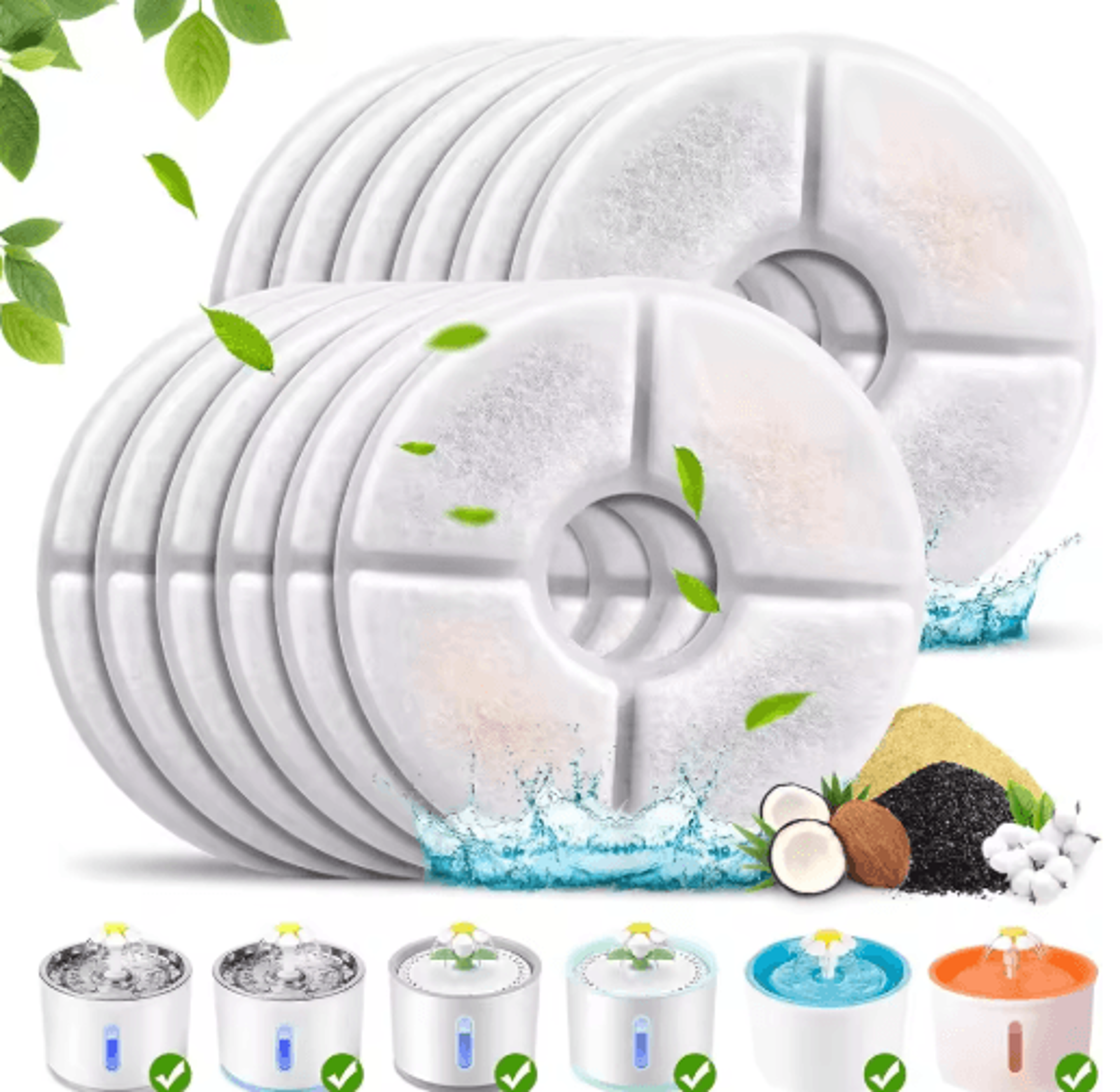 oyes cat fountain replacement filters – multi-filtration activated carbon filter pack