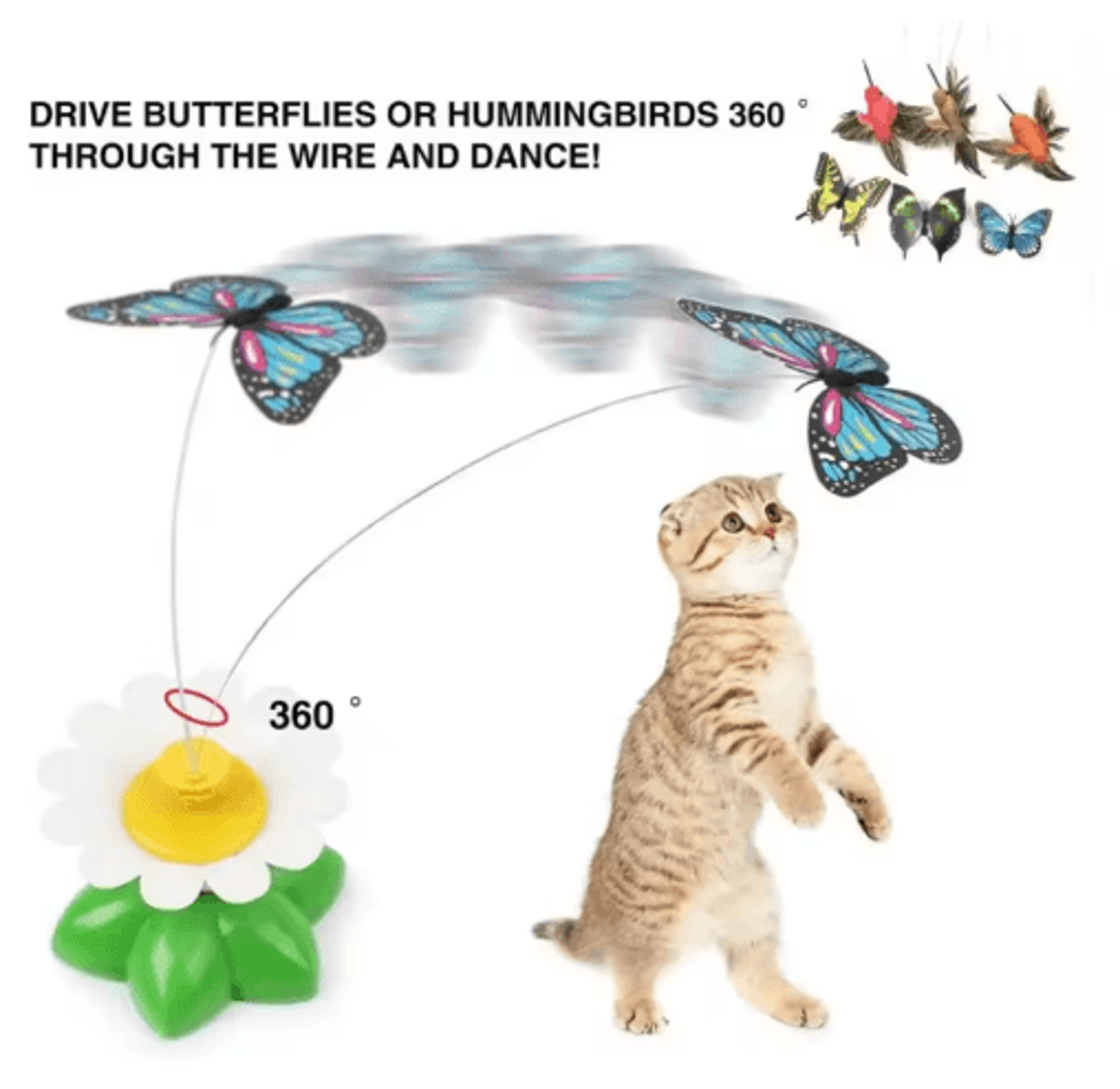 4Pack Automatic Butterfly Cat Toy  Rotating Interactive Flying Teaser For Cats 4