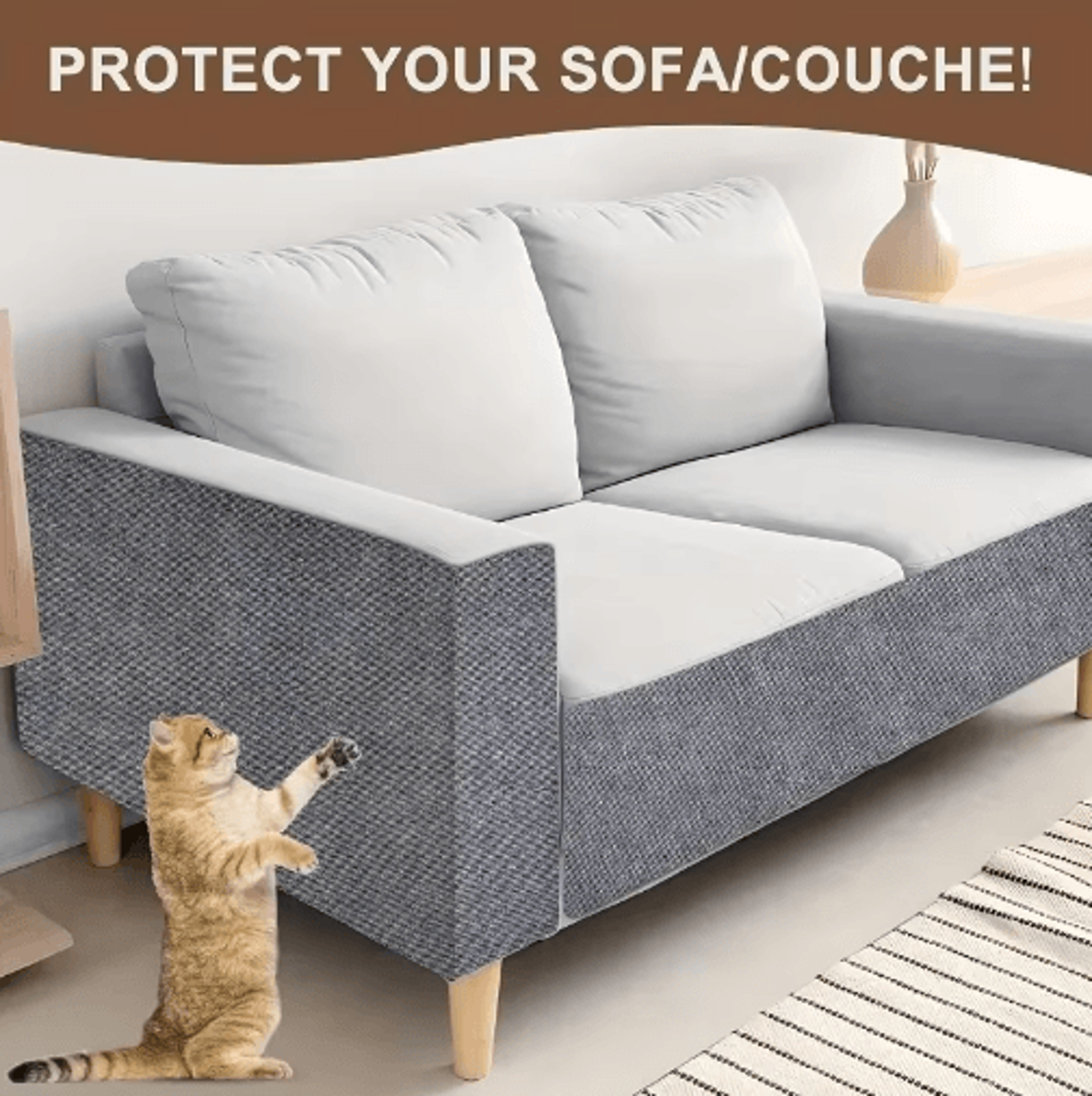 40by300cm SelfAdhesive Cat Scratch Mat  Trimmable Sofa  Furniture Protector 12