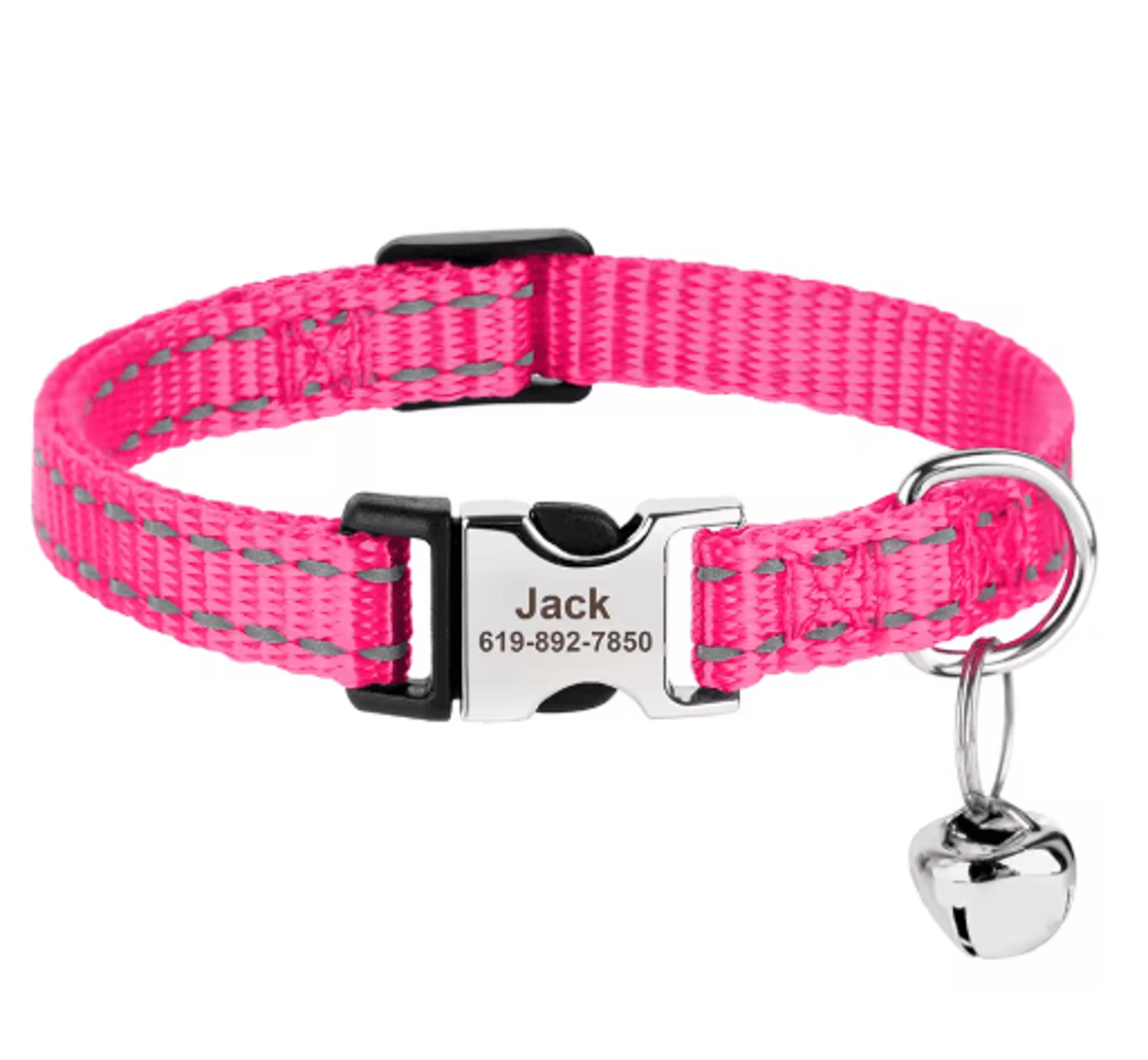 Customized Reflective Nylon Pet Collar  Adjustable ID Collar For Cats Puppies  Small Dogs 3