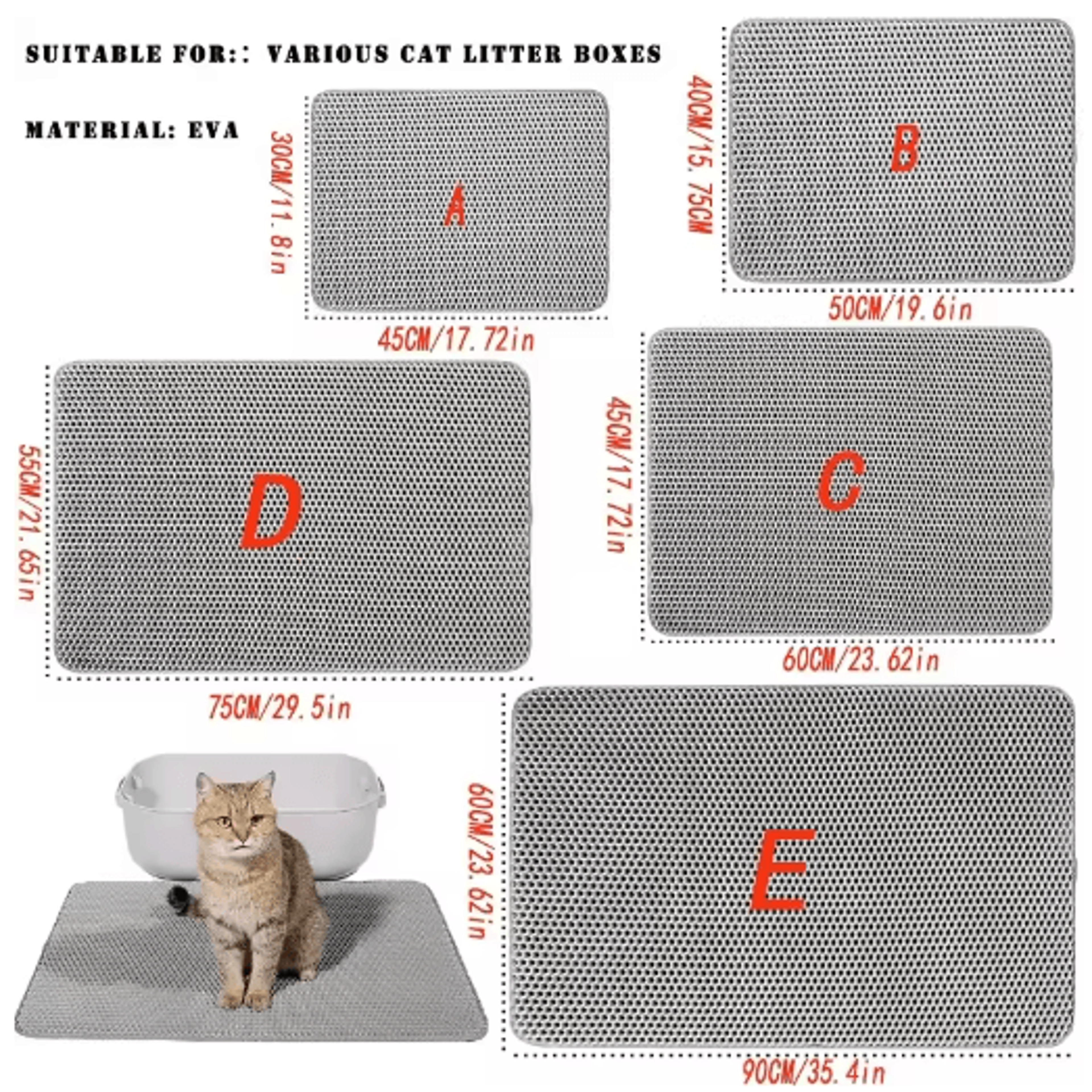 Large DoubleLayer Cat Litter Mat Waterproof NonSlip Litter Trapping Pad 7