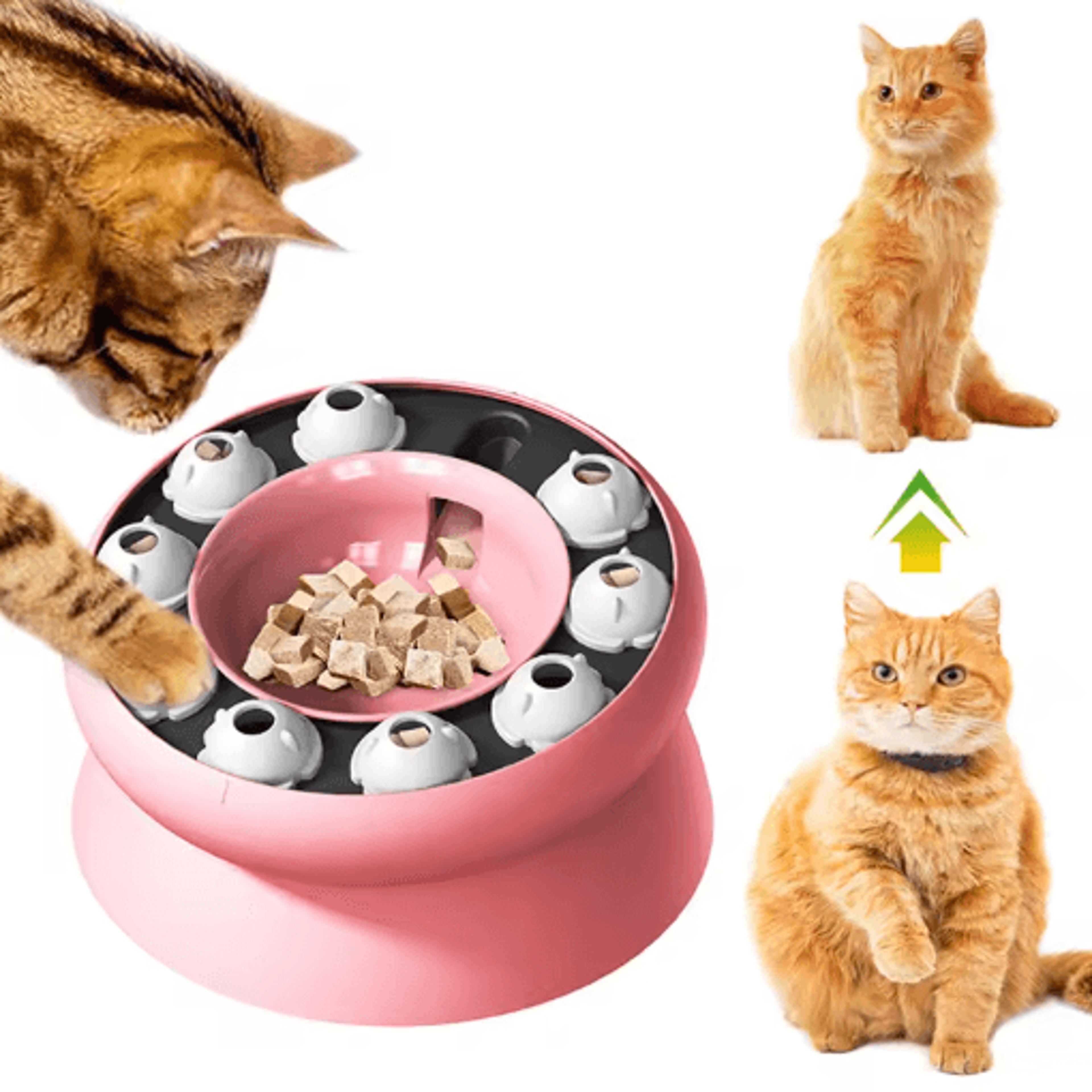 Multifunctional Puzzle Slow Feeder Cat Bowl Interactive Food Dispensing Toy For Cats 0