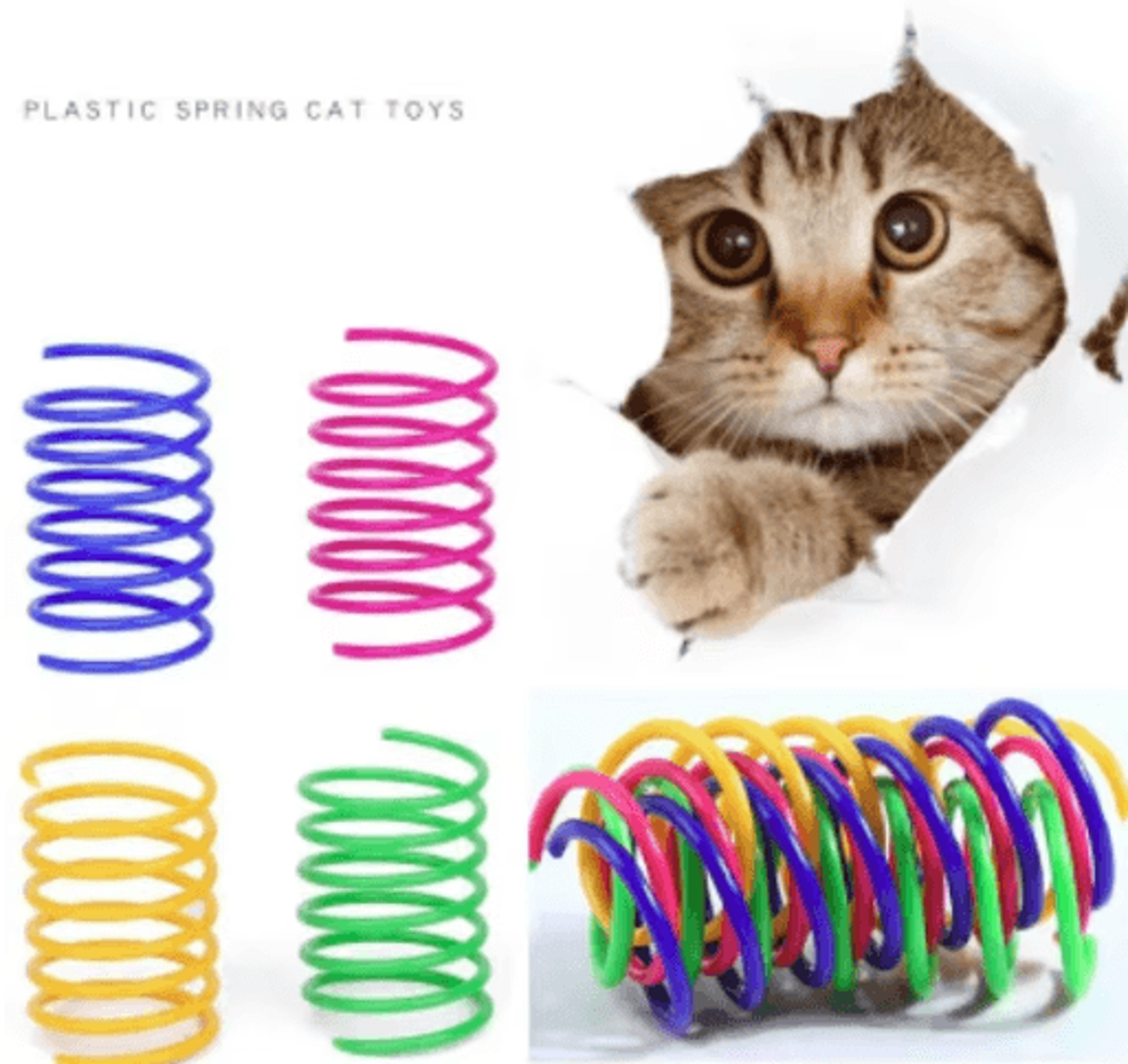 Interactive Cat Spring Toy Set Colorful Cat Spring Toys For Indoor Hunting  Play 1