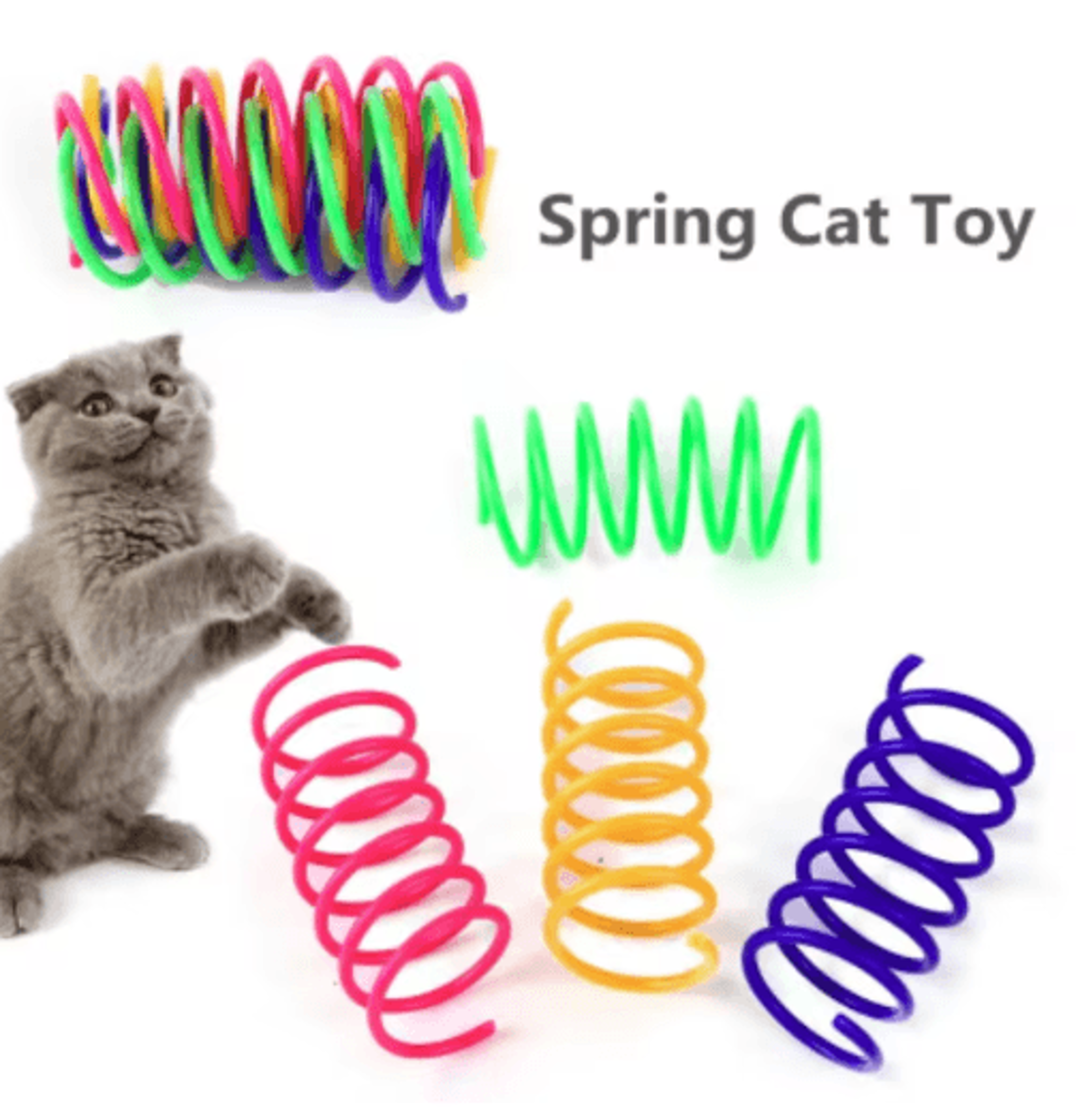 Interactive Cat Spring Toy Set Colorful Cat Spring Toys For Indoor Hunting  Play 11