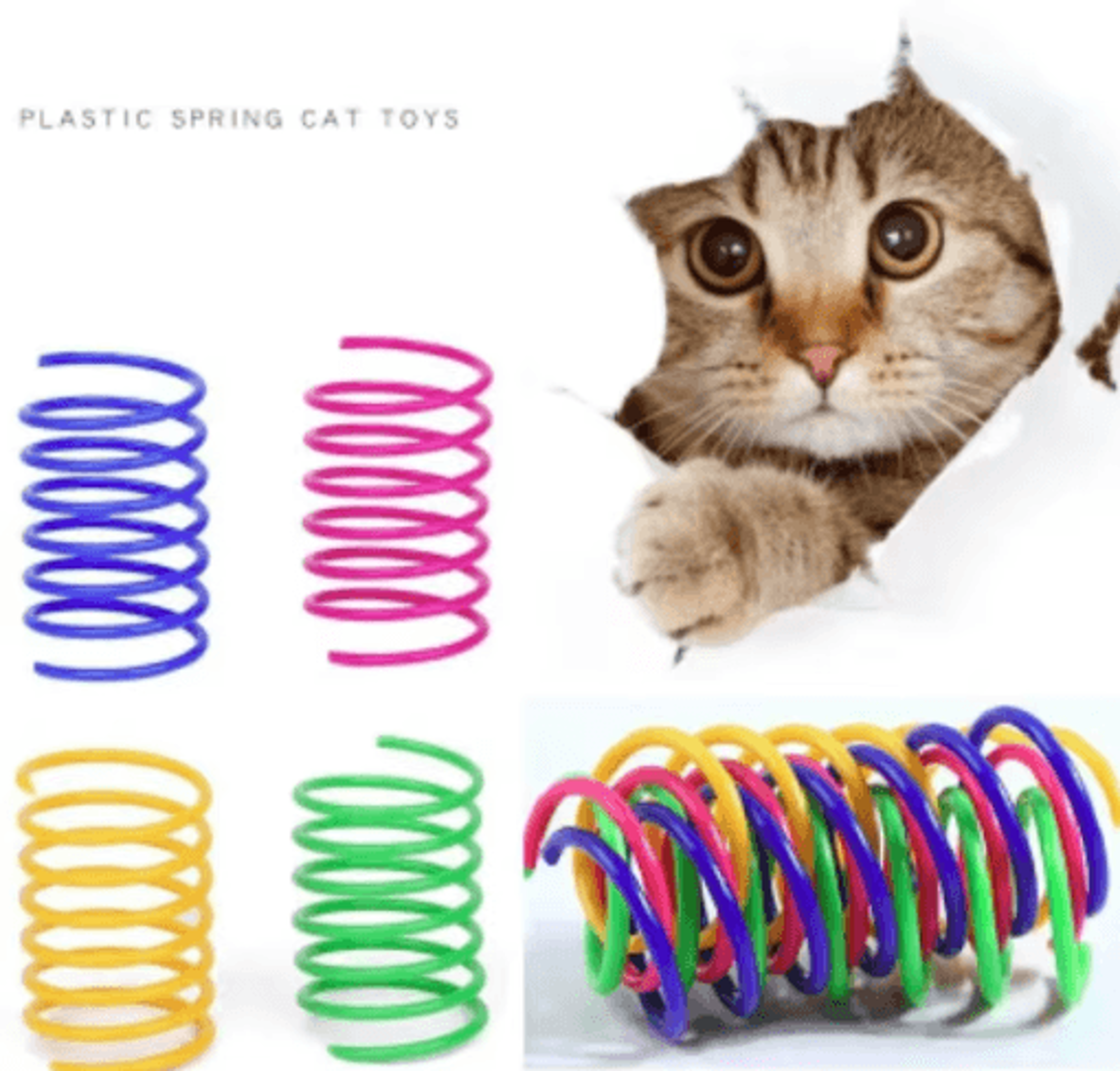 Interactive Cat Spring Toy Set Colorful Cat Spring Toys For Indoor Hunting  Play 12