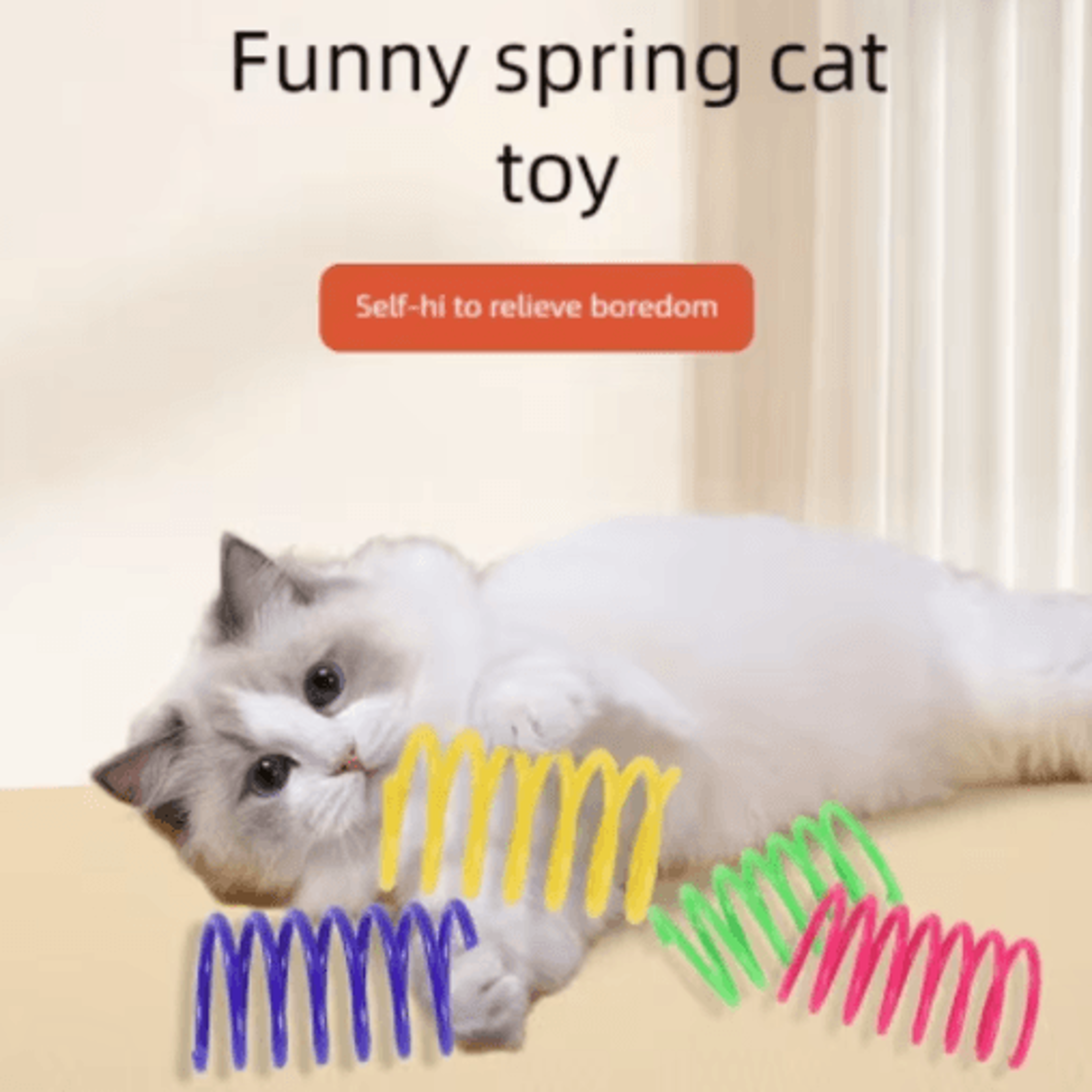 Interactive Cat Spring Toy Set Colorful Cat Spring Toys For Indoor Hunting  Play 0