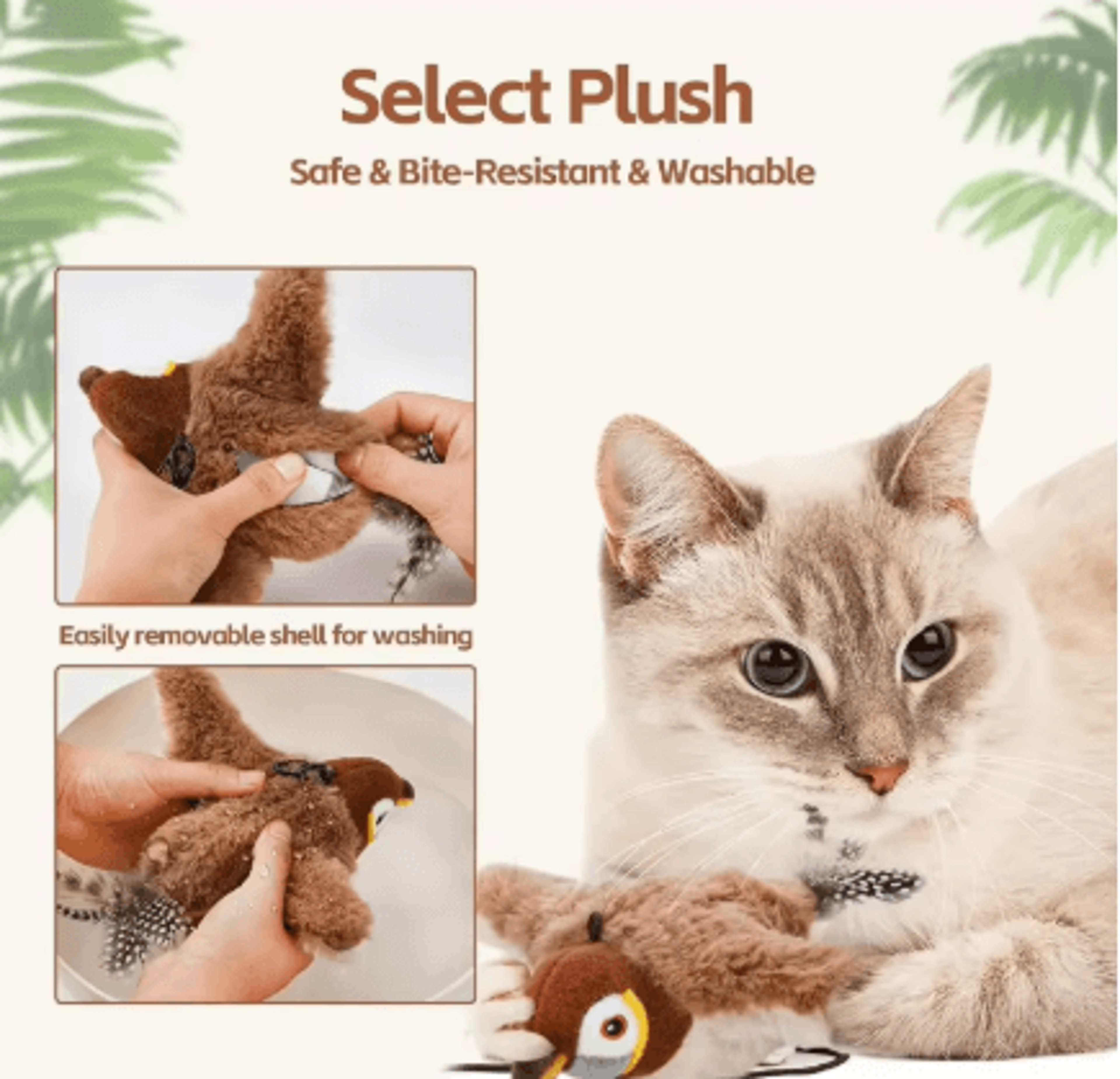 Rechargeable Interactive Flapping Bird Cat Toy Interactive Cat Toy With Chirping Sounds  Catnip Poc 2