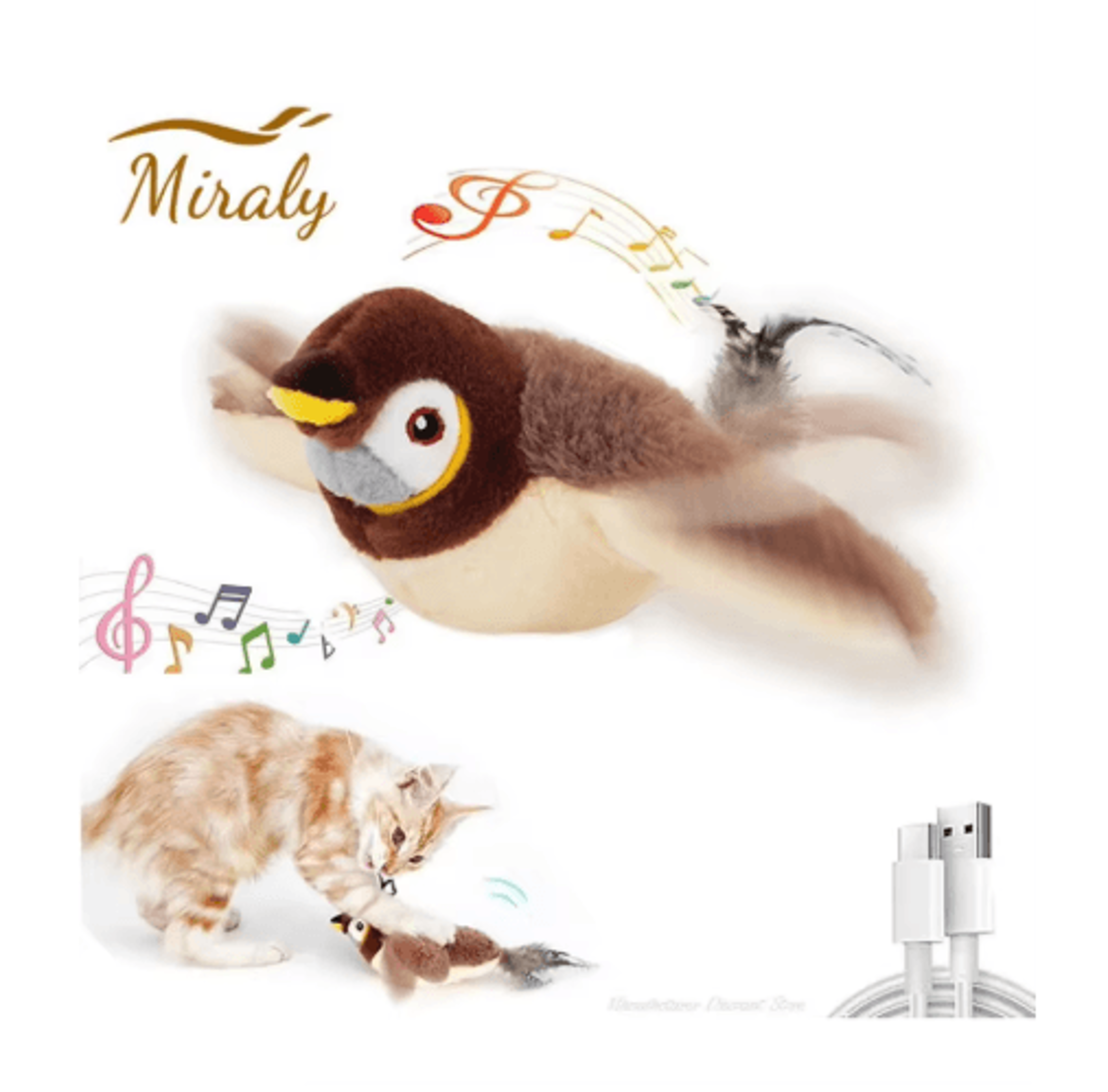 Rechargeable Interactive Flapping Bird Cat Toy Interactive Cat Toy With Chirping Sounds  Catnip Poc 5