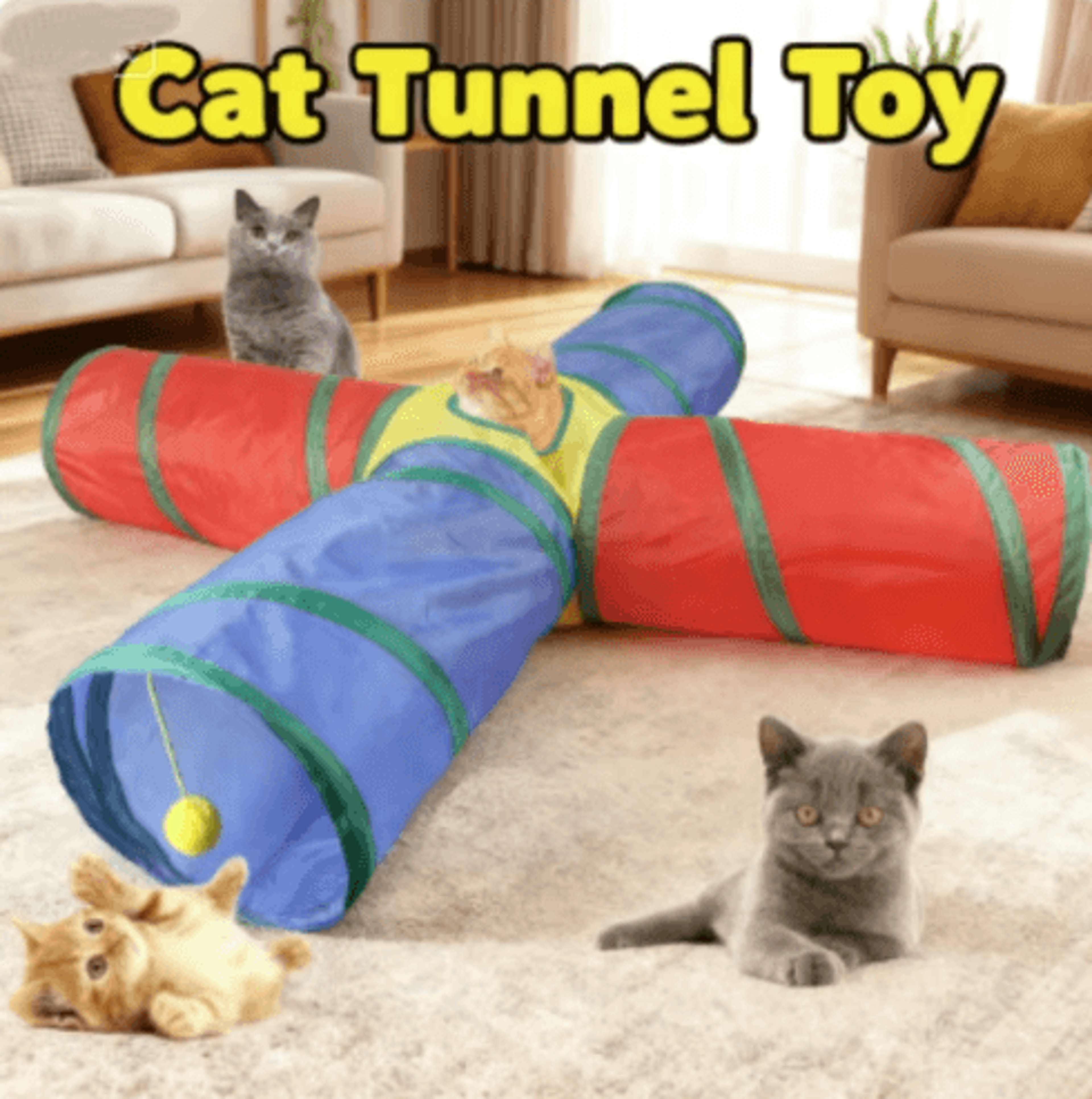 collapsible cat tunnel play tube cat tunnel for indoor & outdoor exercise, hiding & interactive play