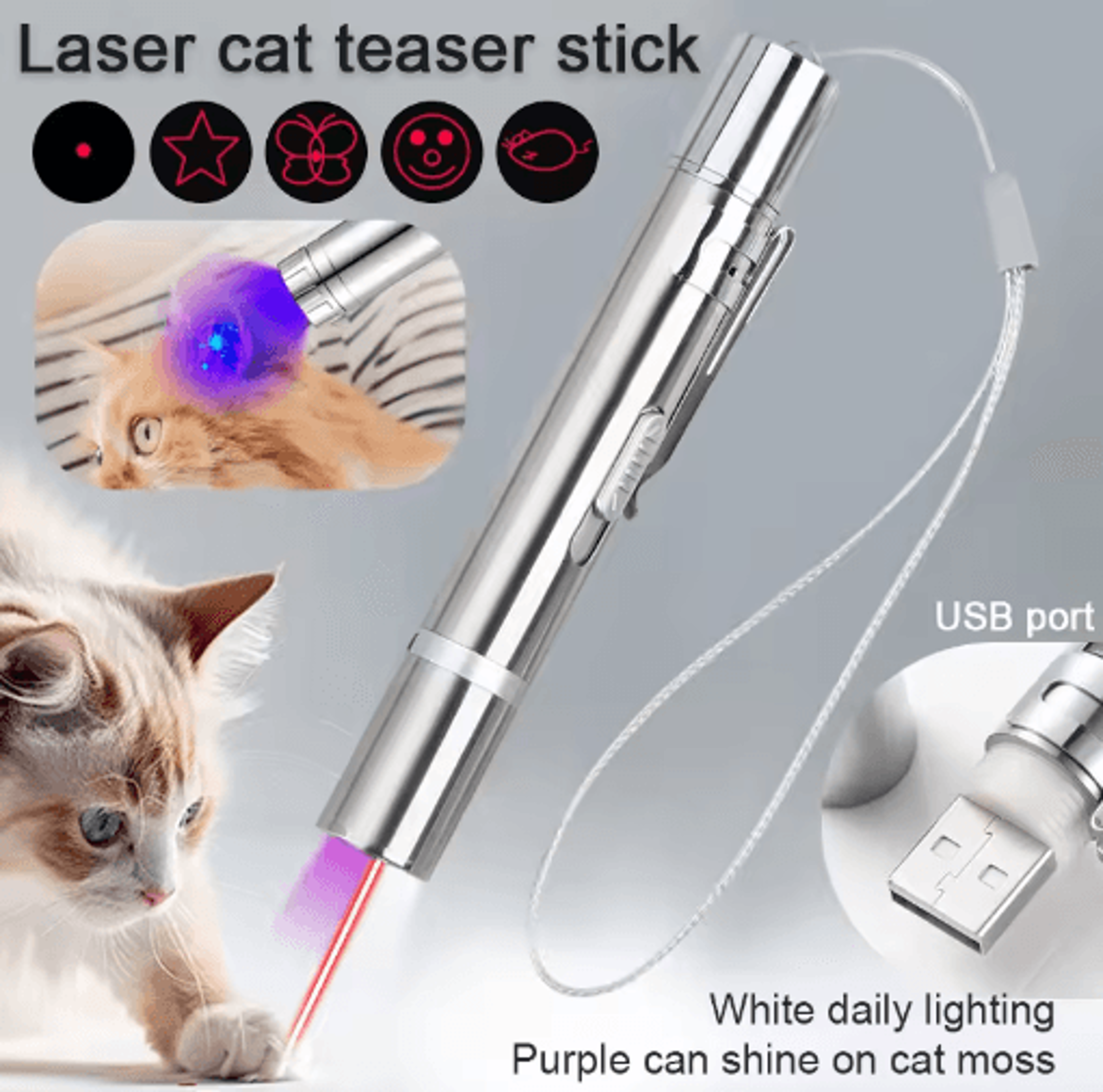 multifunction laser cat toy pen laser cat toy with interactive light patterns for indoor play