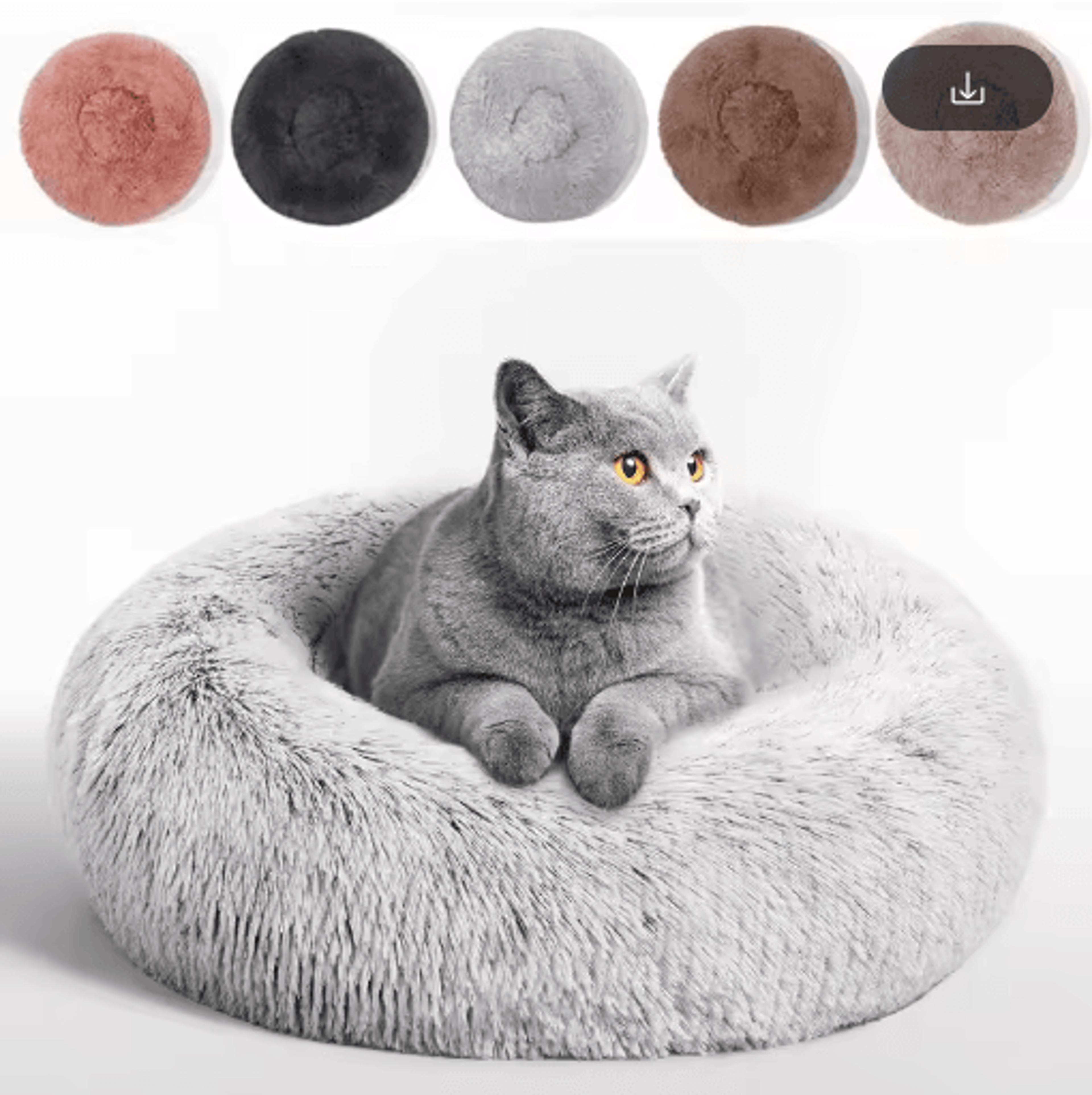 round plush cat bed cat bed with semi enclosed design for warmth, comfort & secure sleep