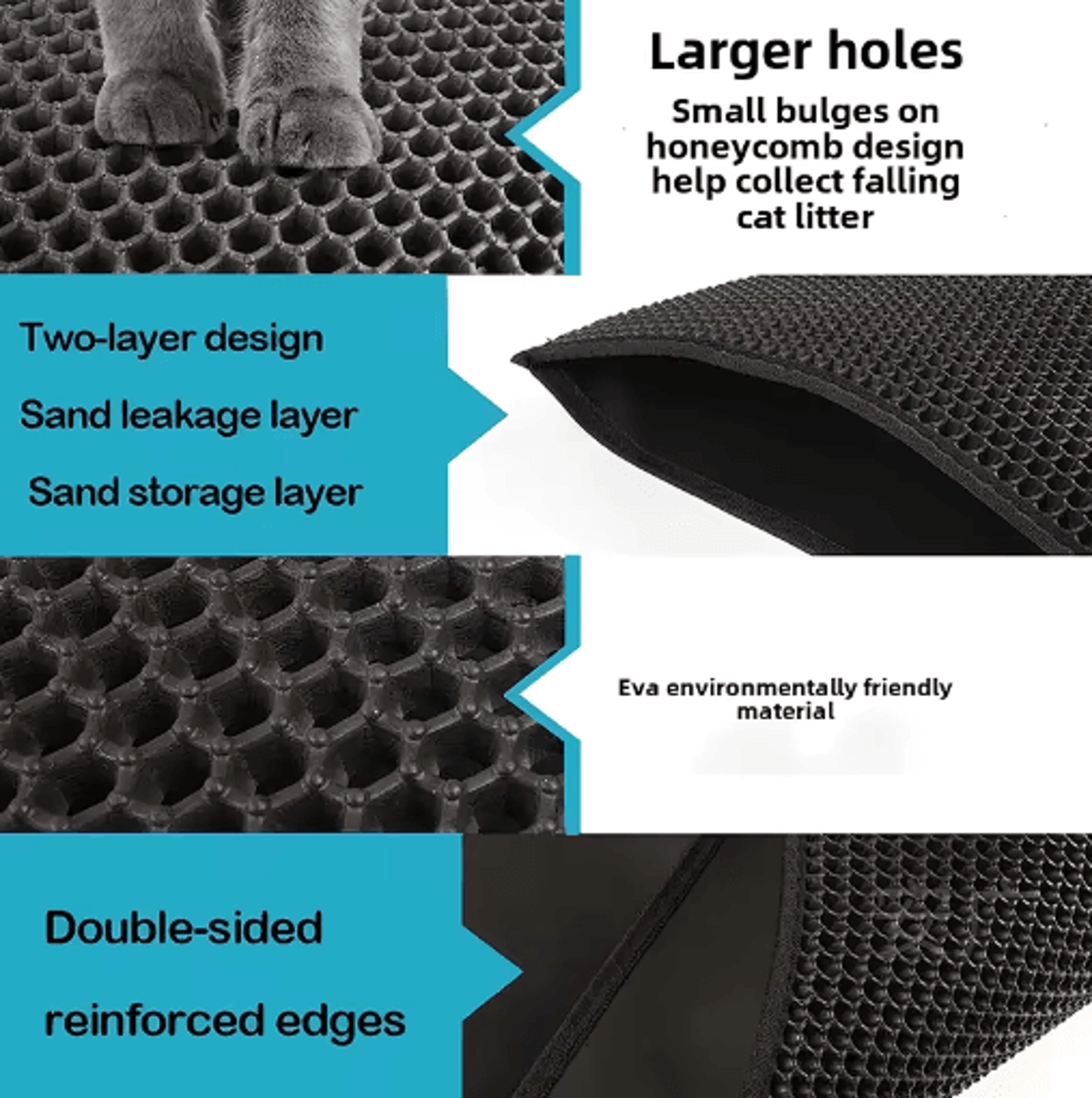 DoubleLayer EVA Cat Litter Mat Cat Litter Mat For Trapping Litter  Protecting Floors 4