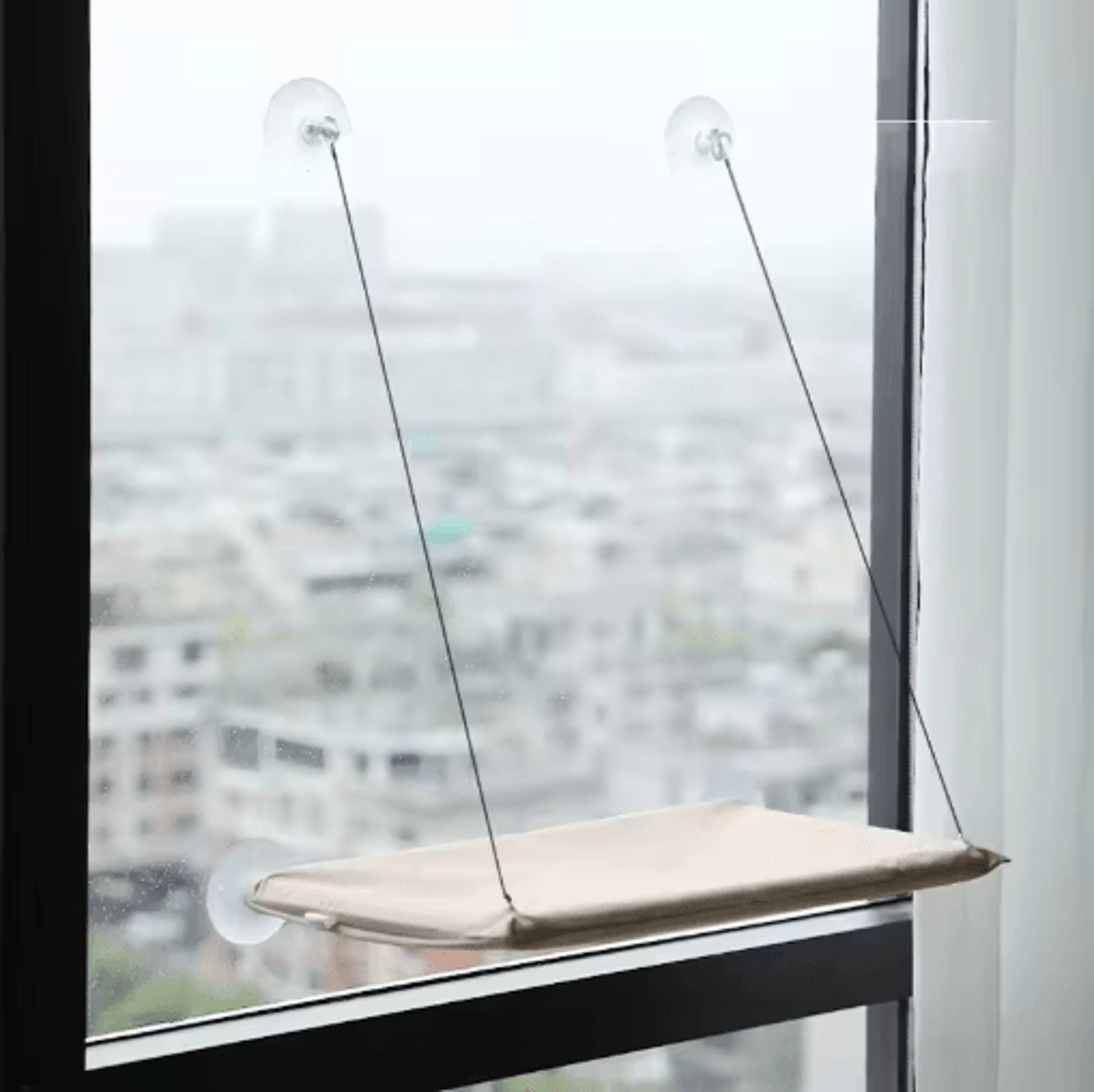 Window Mounted Cat Hammock Bed Cat Window Hammock With Strong Suction Cups For Lounging  Climbing 4