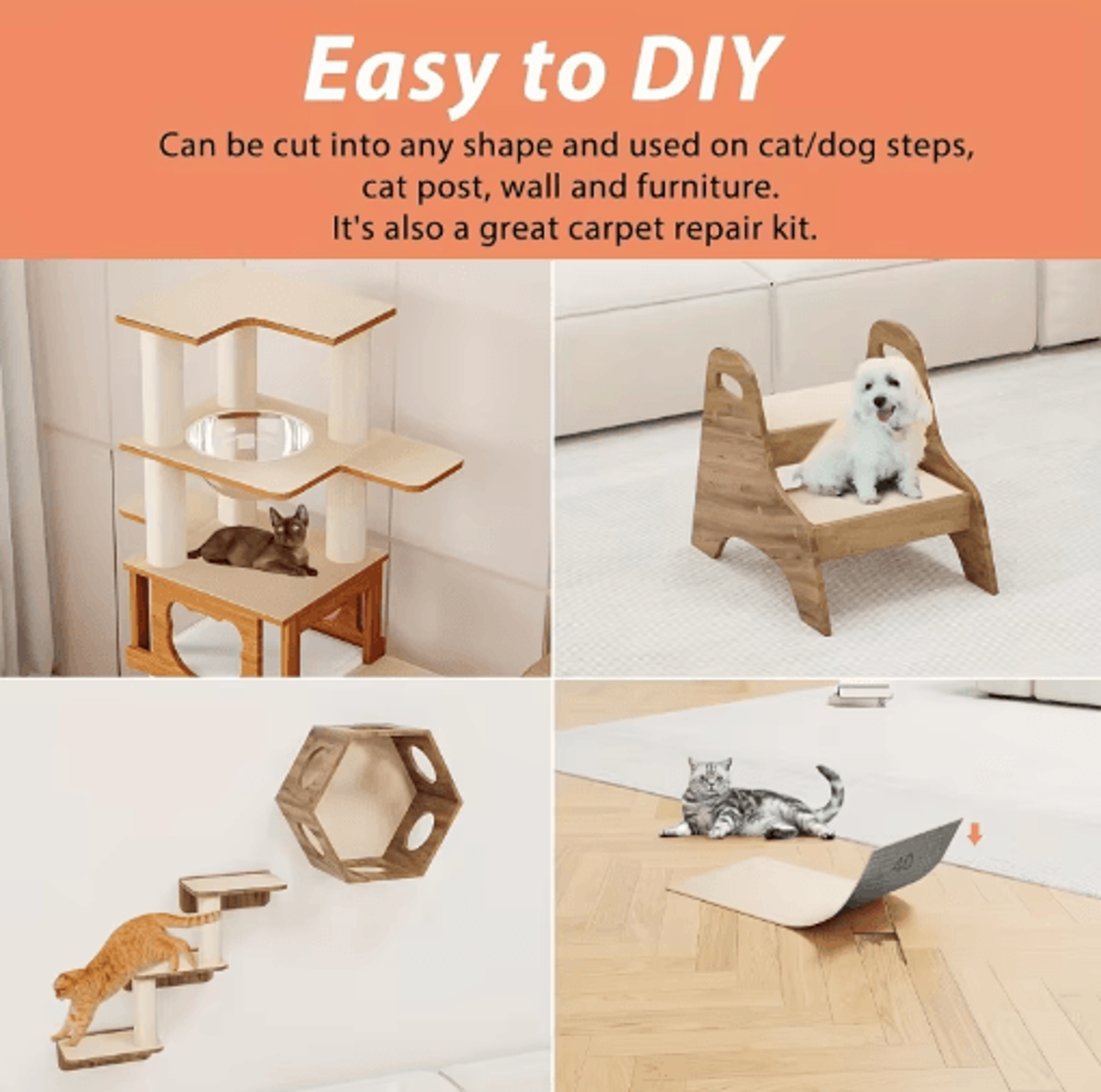 SelfAdhesive Cat Scratching Mat  Cat Scratching Mat For Furniture Protection  DIY Scratching Areas 5