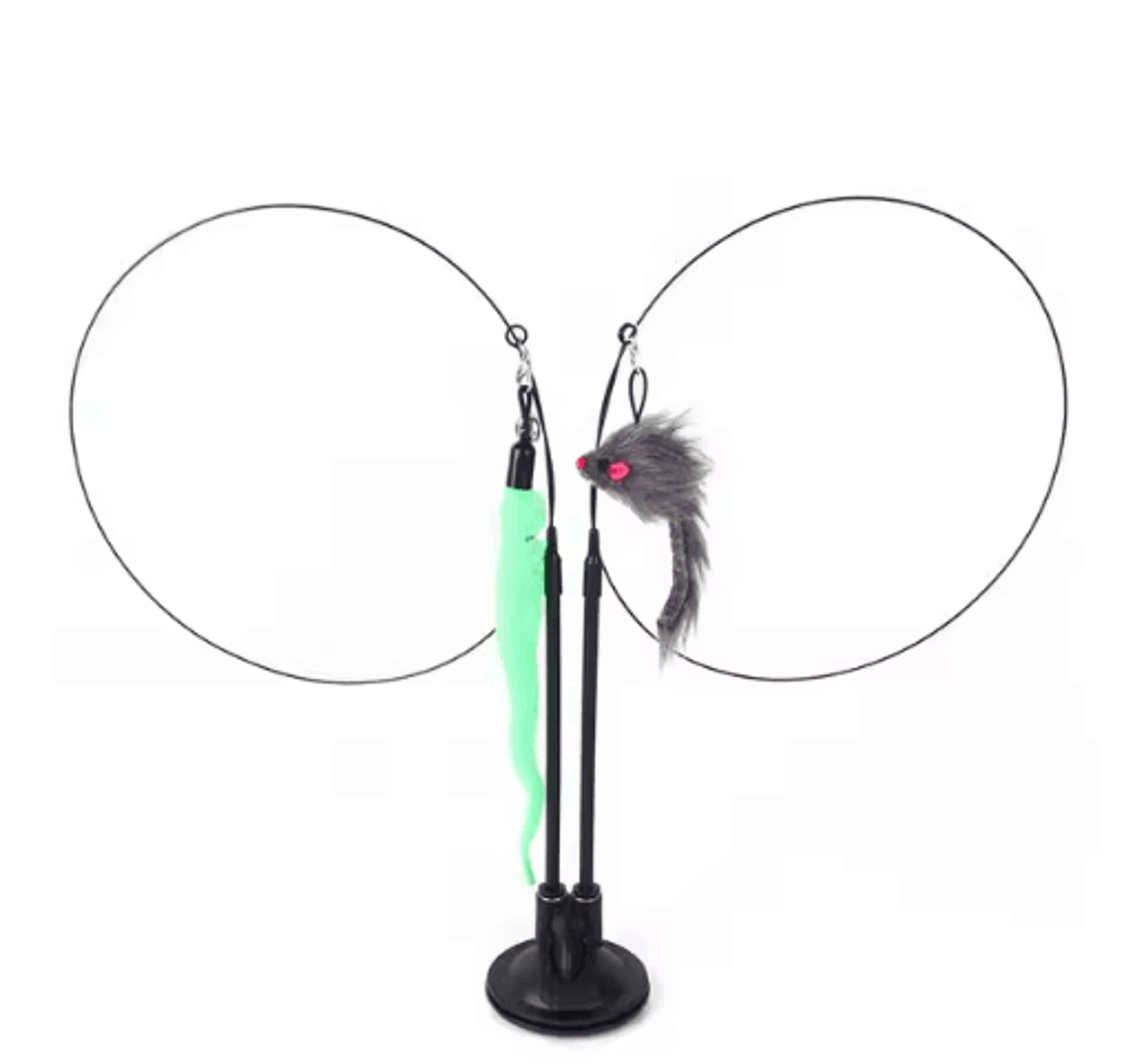 DoubleHead Suction Cup Cat Teaser Toy  Interactive Cat Toy With Mouse Feather  Bell Attachments 14