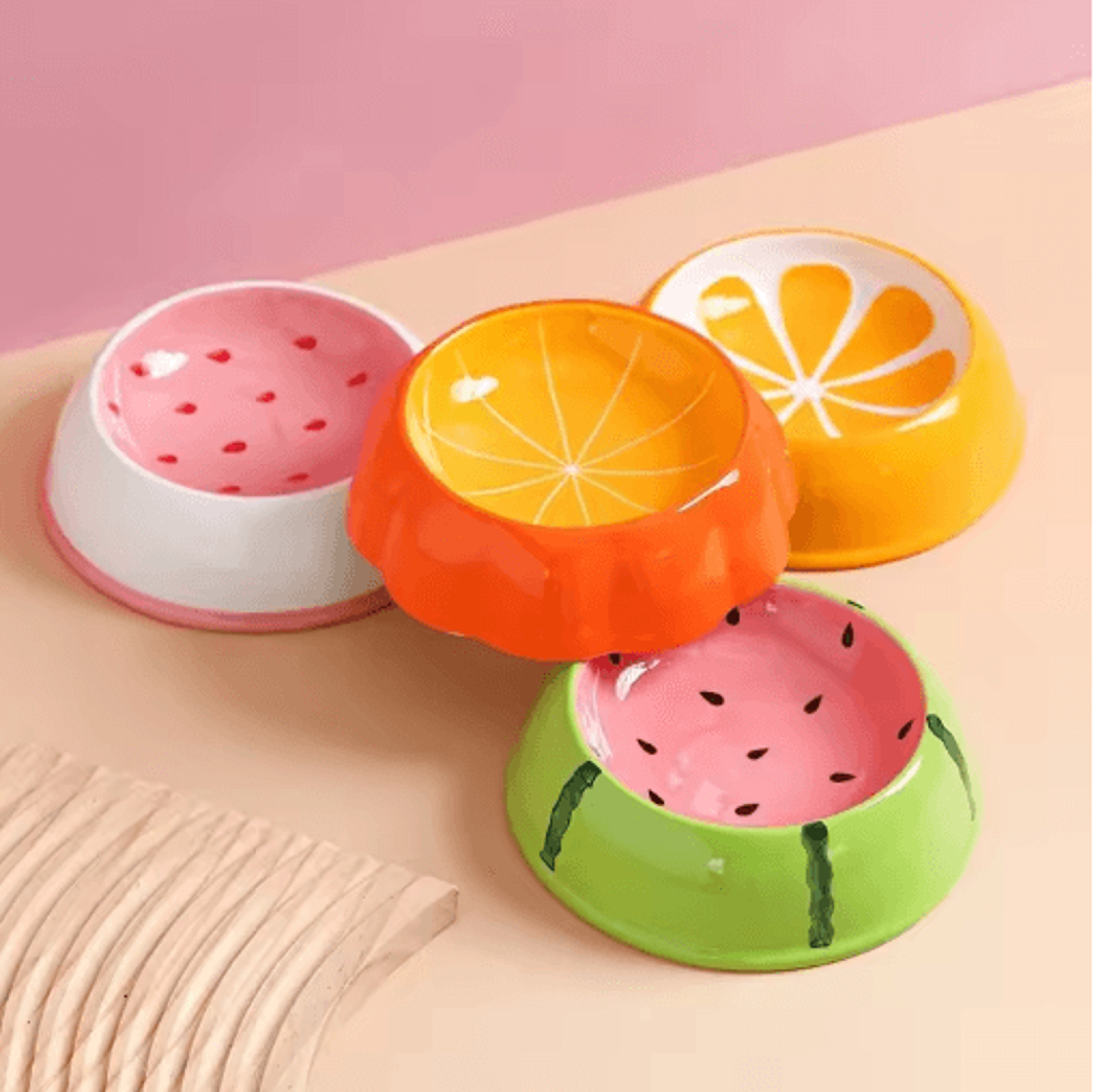 cute fruit ceramic pet bowl ceramic cat bowl in watermelon & strawberry designs for cats and small dogs