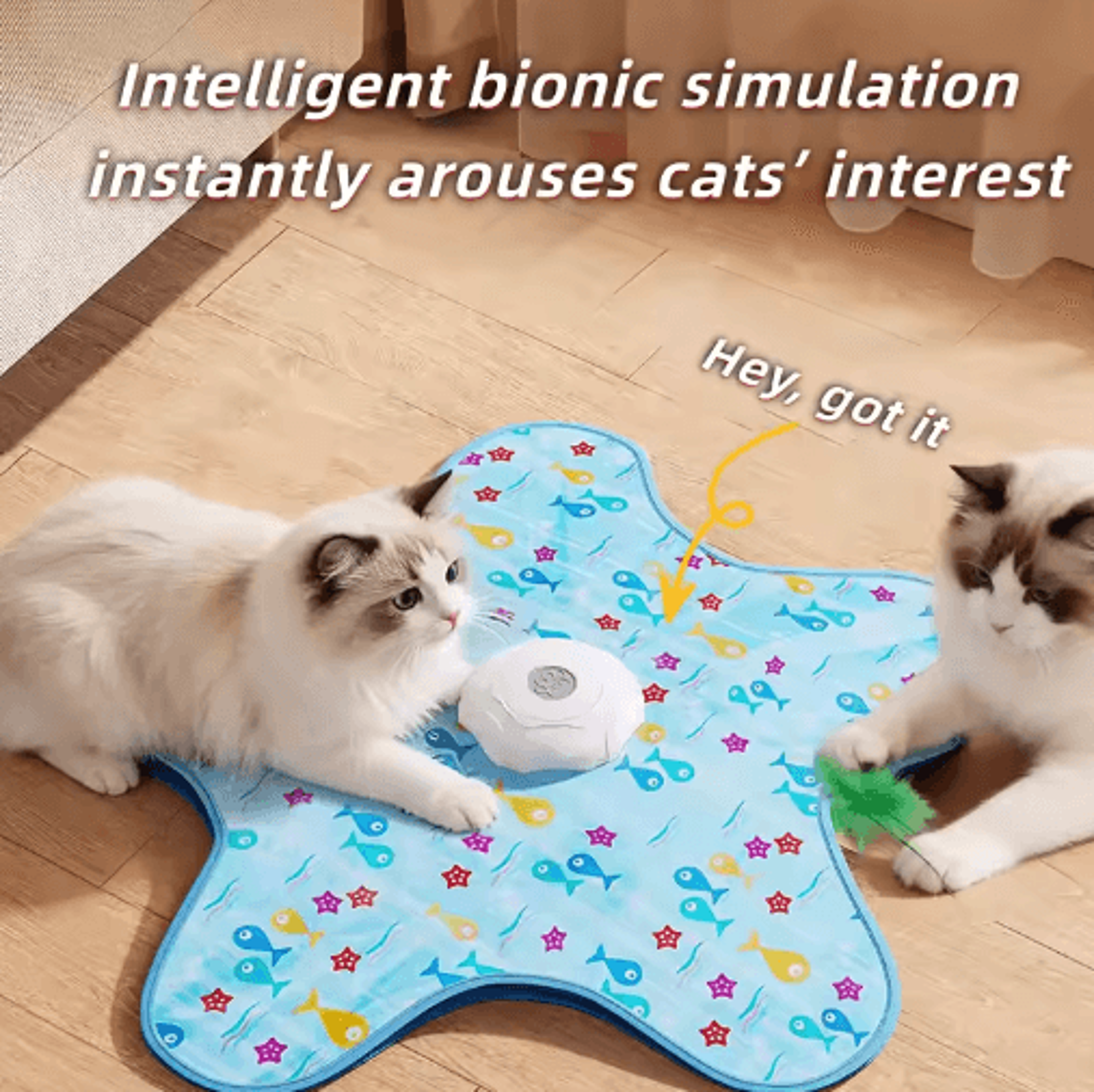 HideNHunt Automatic Cat Hunting Blanket Toy With Rotating Teaser Wand 7