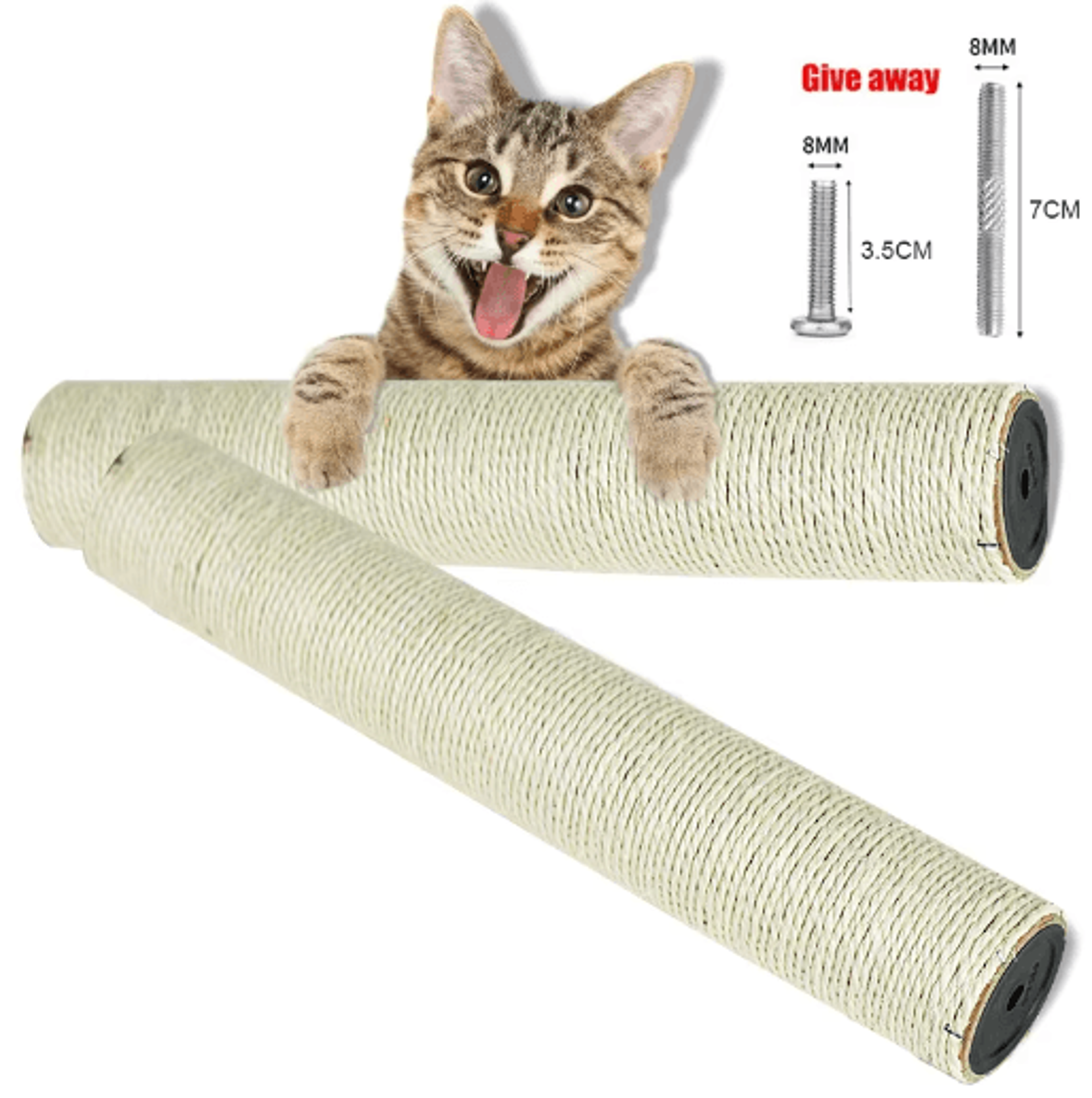 RenewGrip Sisal Cat Scratching Post Replacement Pole With M8 Screw 0