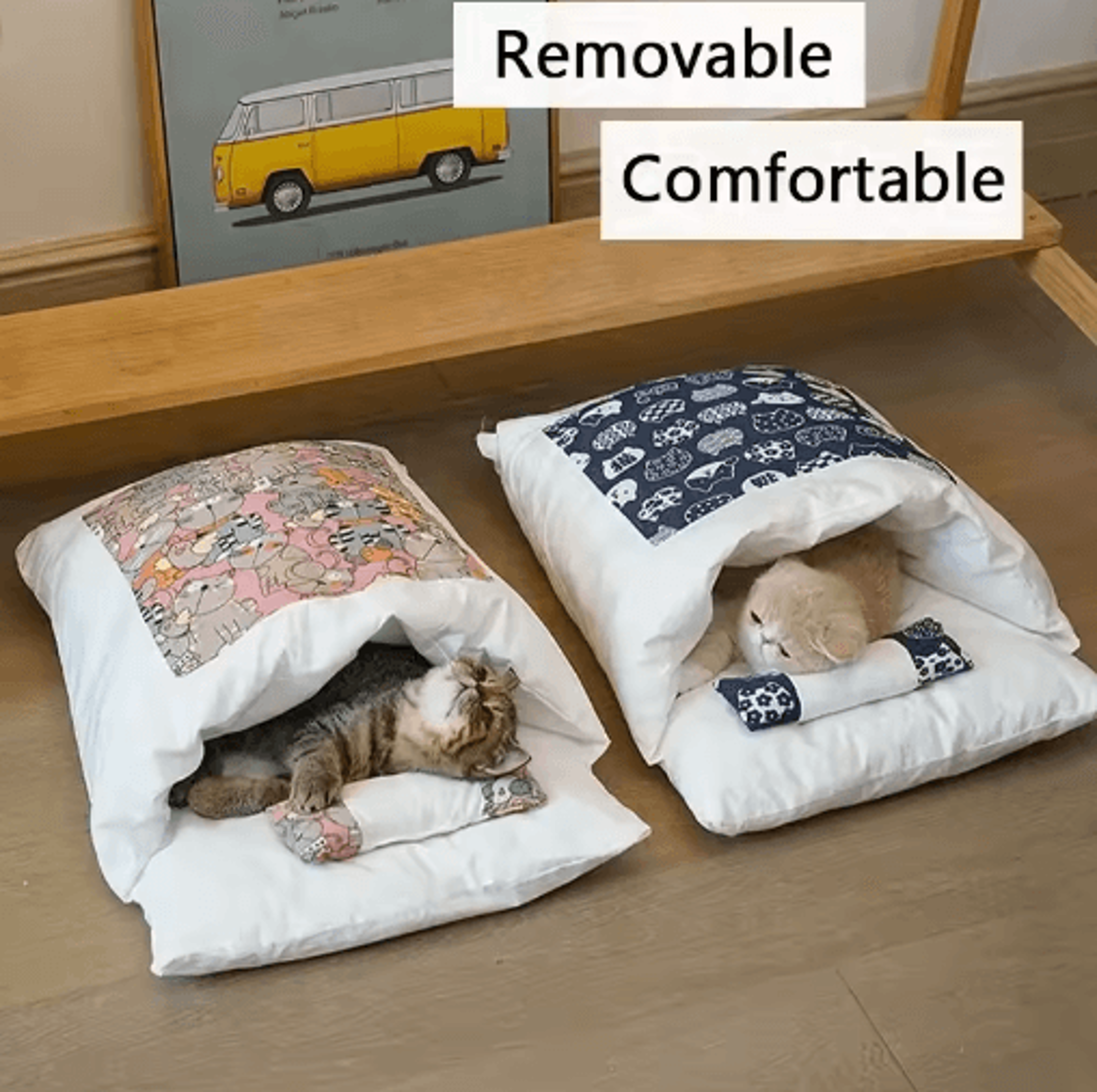 cozypaws kawaii removable cat cave bed for cats and small dogs