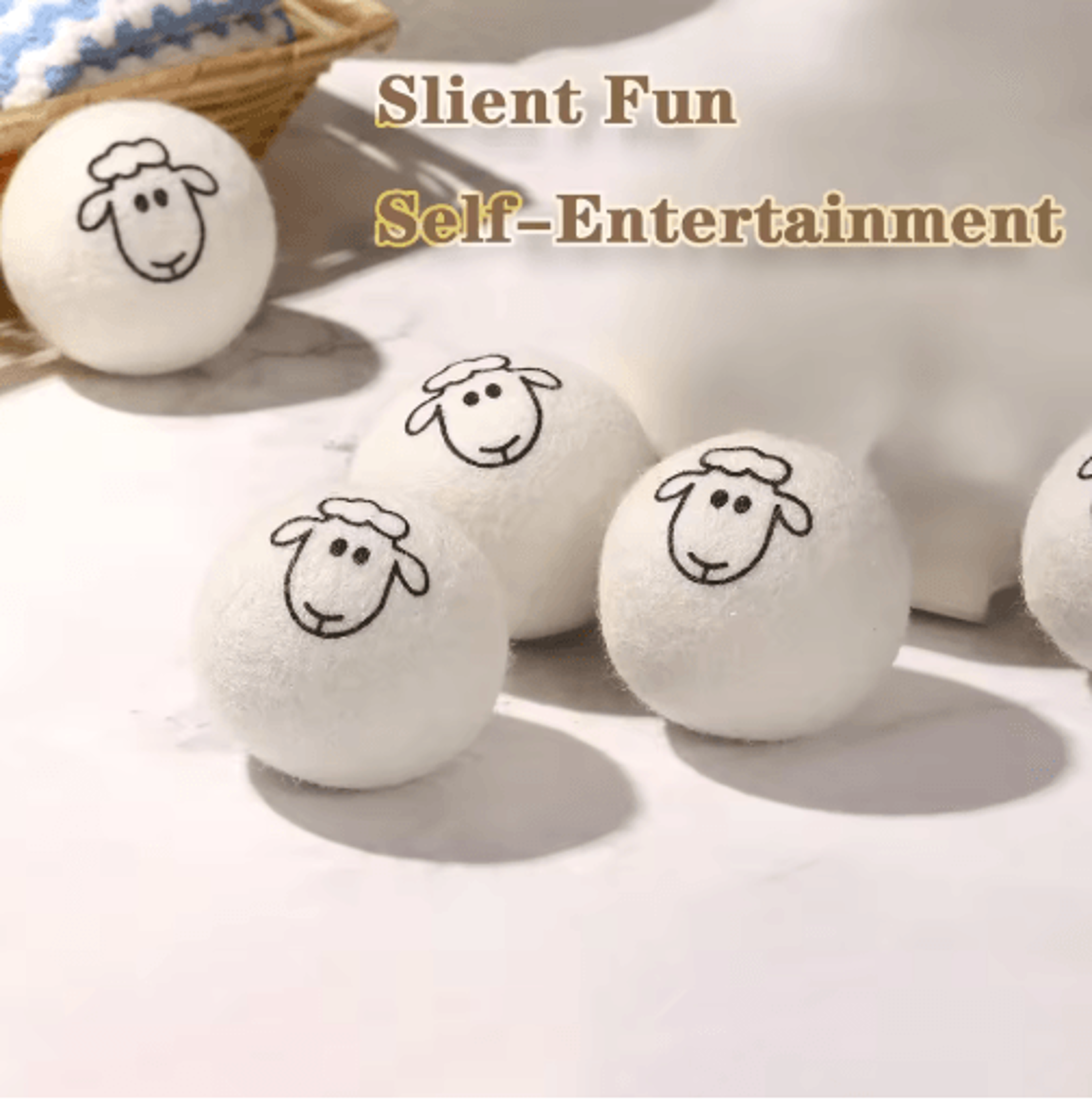CozyBounce Wool Felt Cat Ball Toy Set For Interactive Play 6