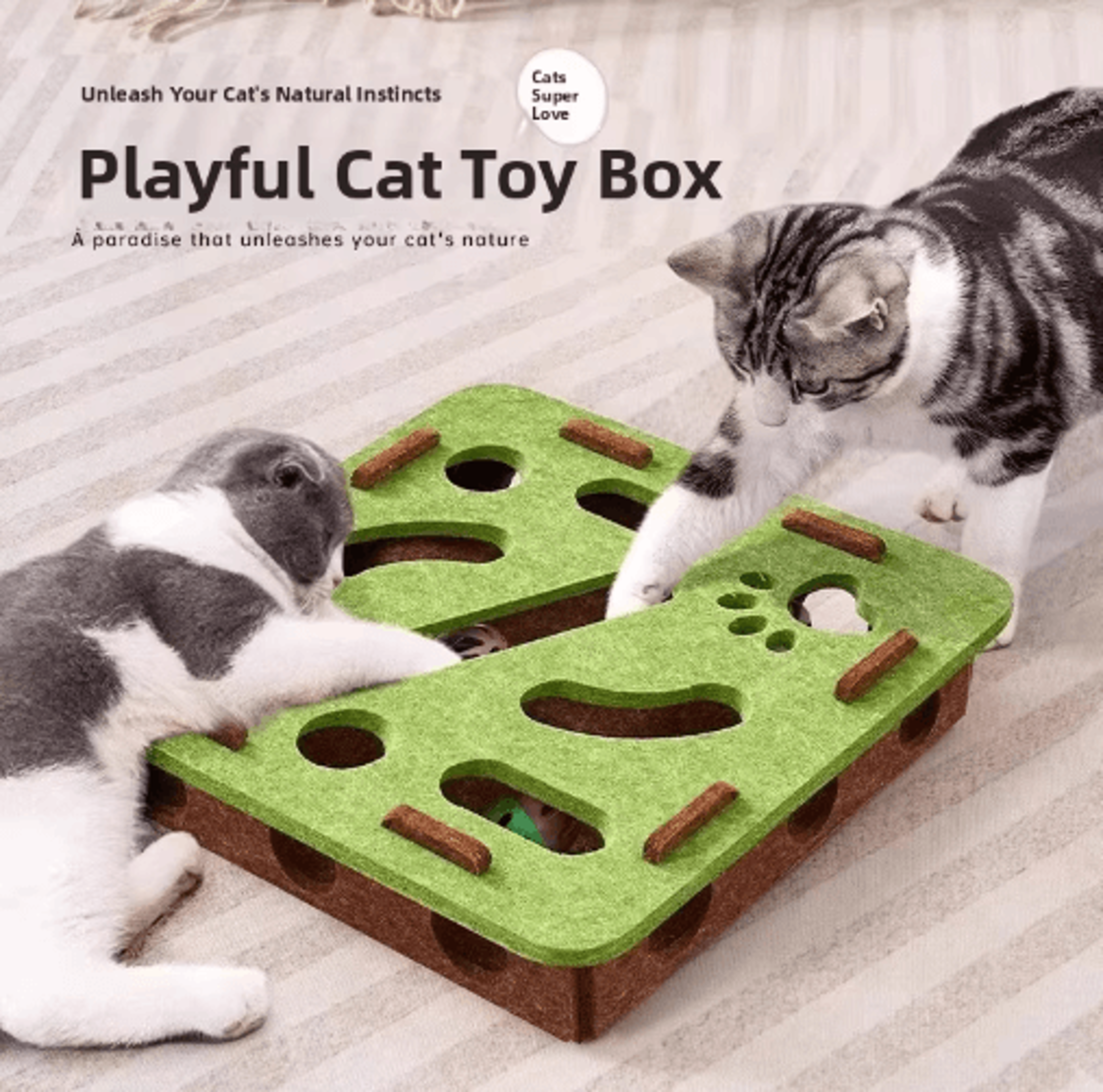 PurrMaze Interactive Felt Cat Maze Box With Bell Ball 0