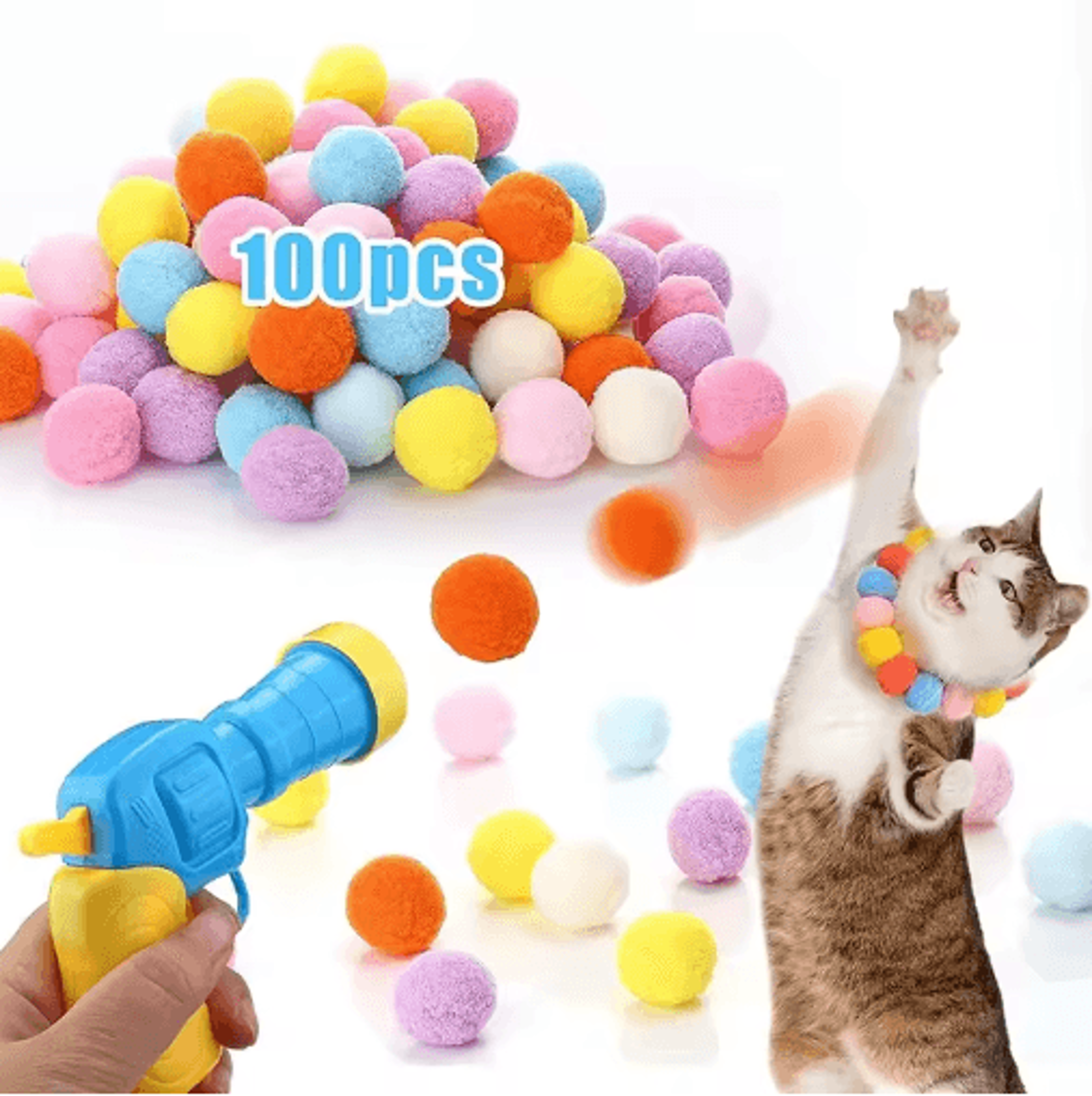bounce blast interactive cat toy launcher with plush ball