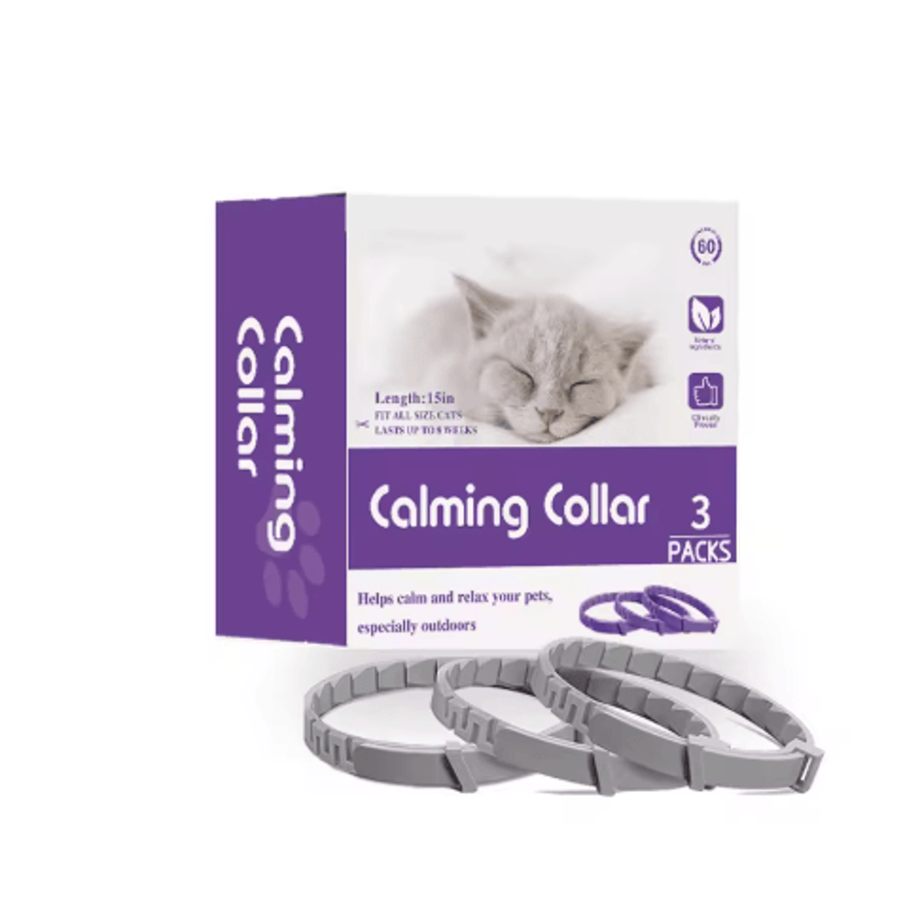 Calm Paws Cat Calming Pheromone Collar Set 3 Pack Anxiety Relief Collars 4