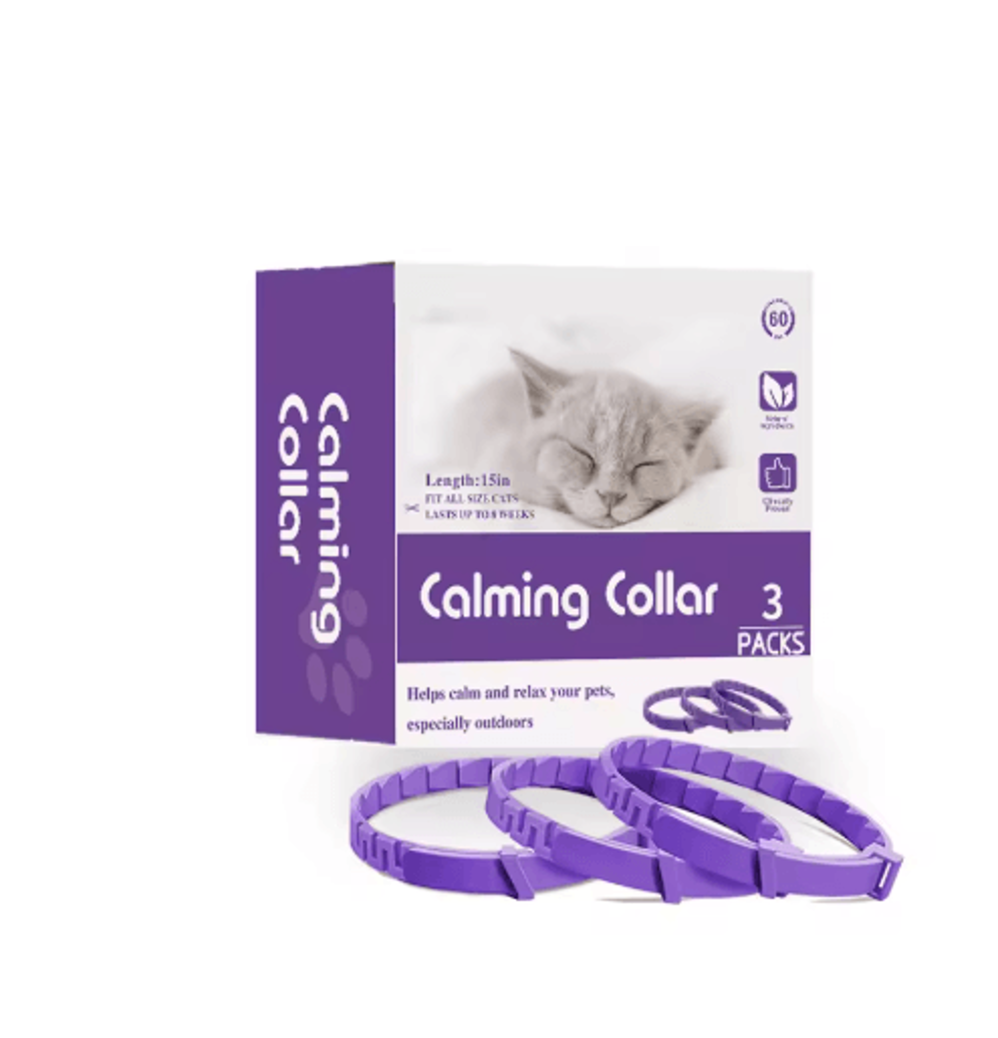 Calm Paws Cat Calming Pheromone Collar Set 3 Pack Anxiety Relief Collars 0