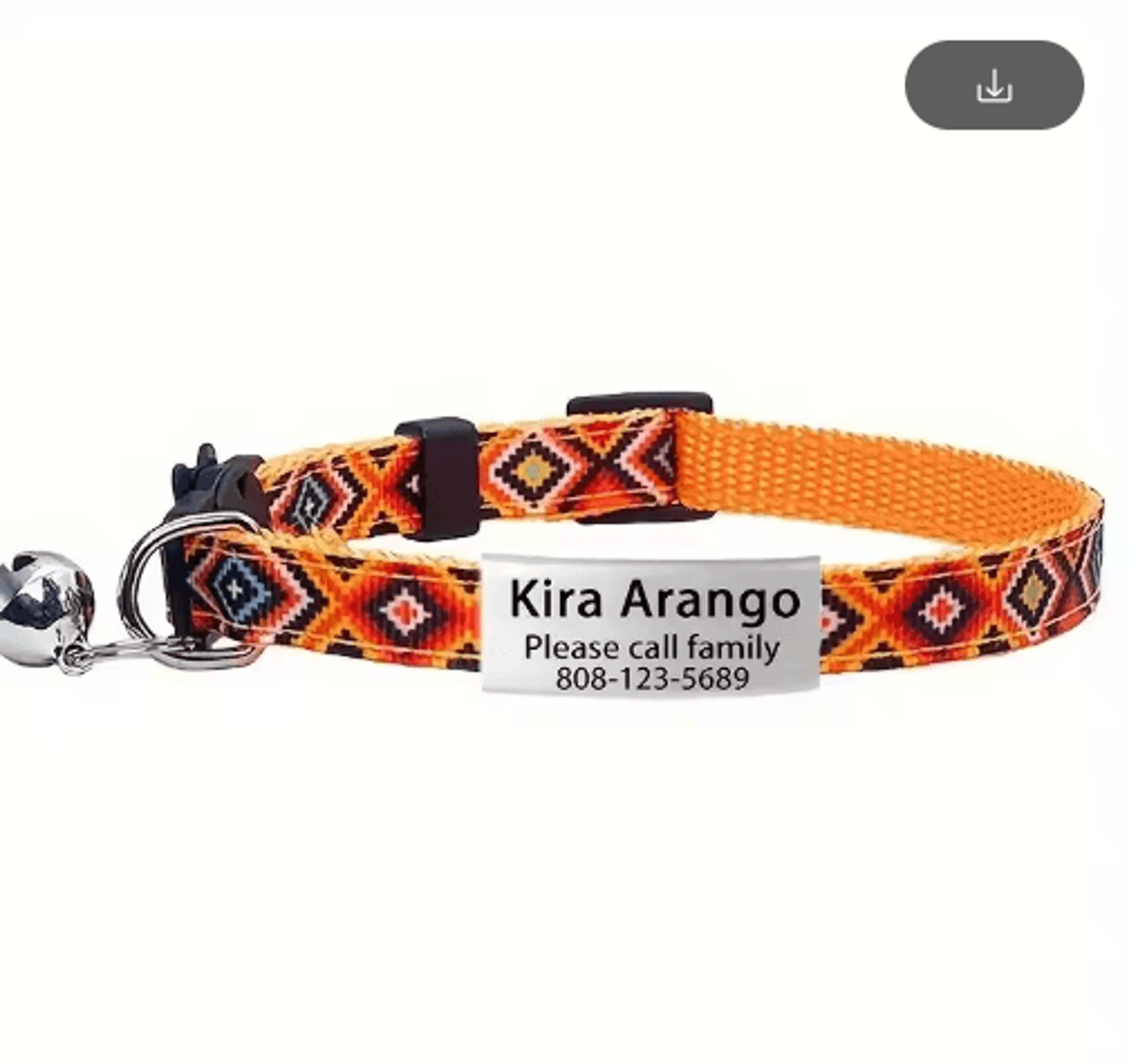 Personalized Engraved Cat Collar With Bell  Safety Breakaway ID 5