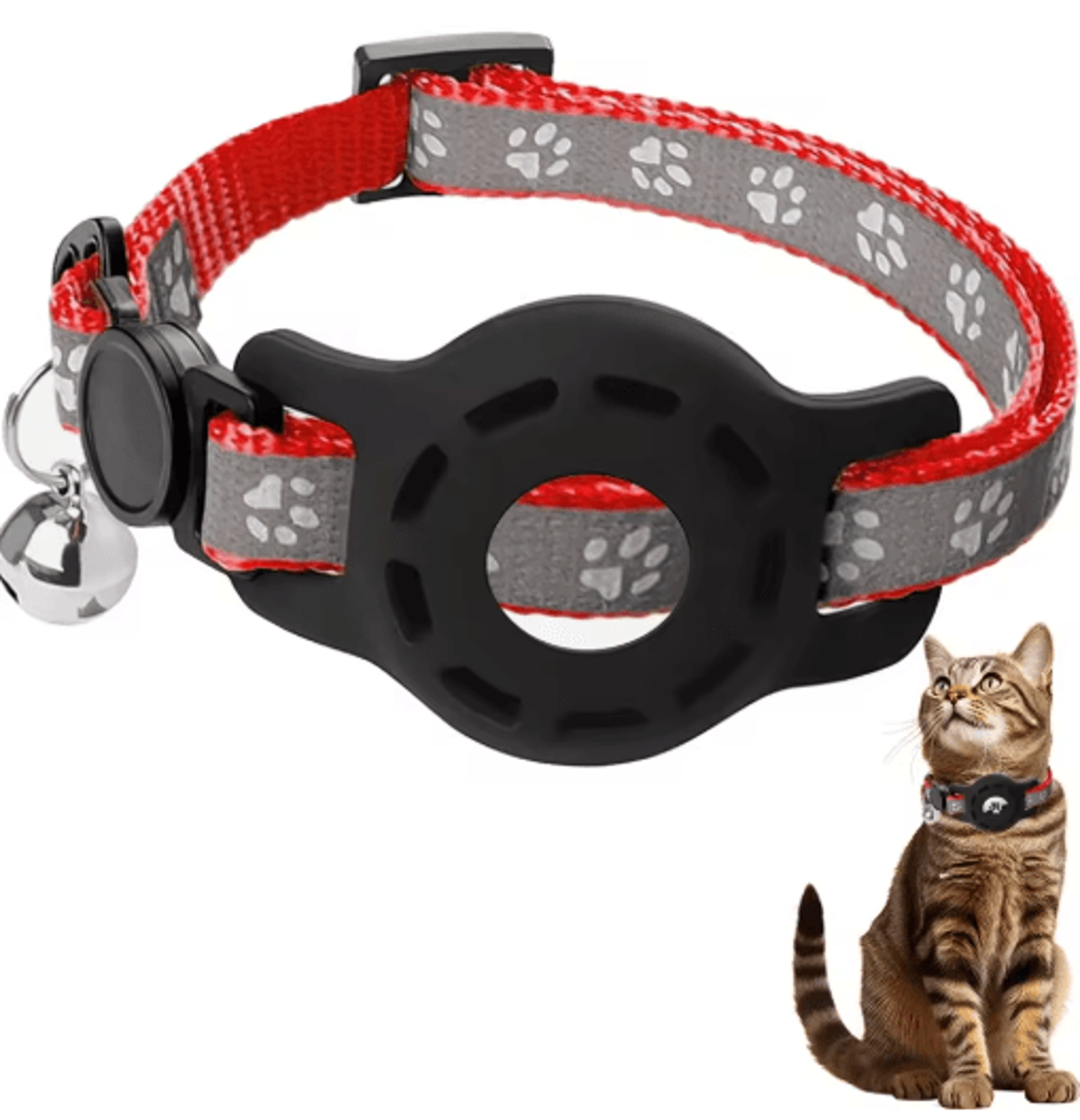 Track Paws AirTag Cat Collar With Bell  Safety Breakaway Buckle 1