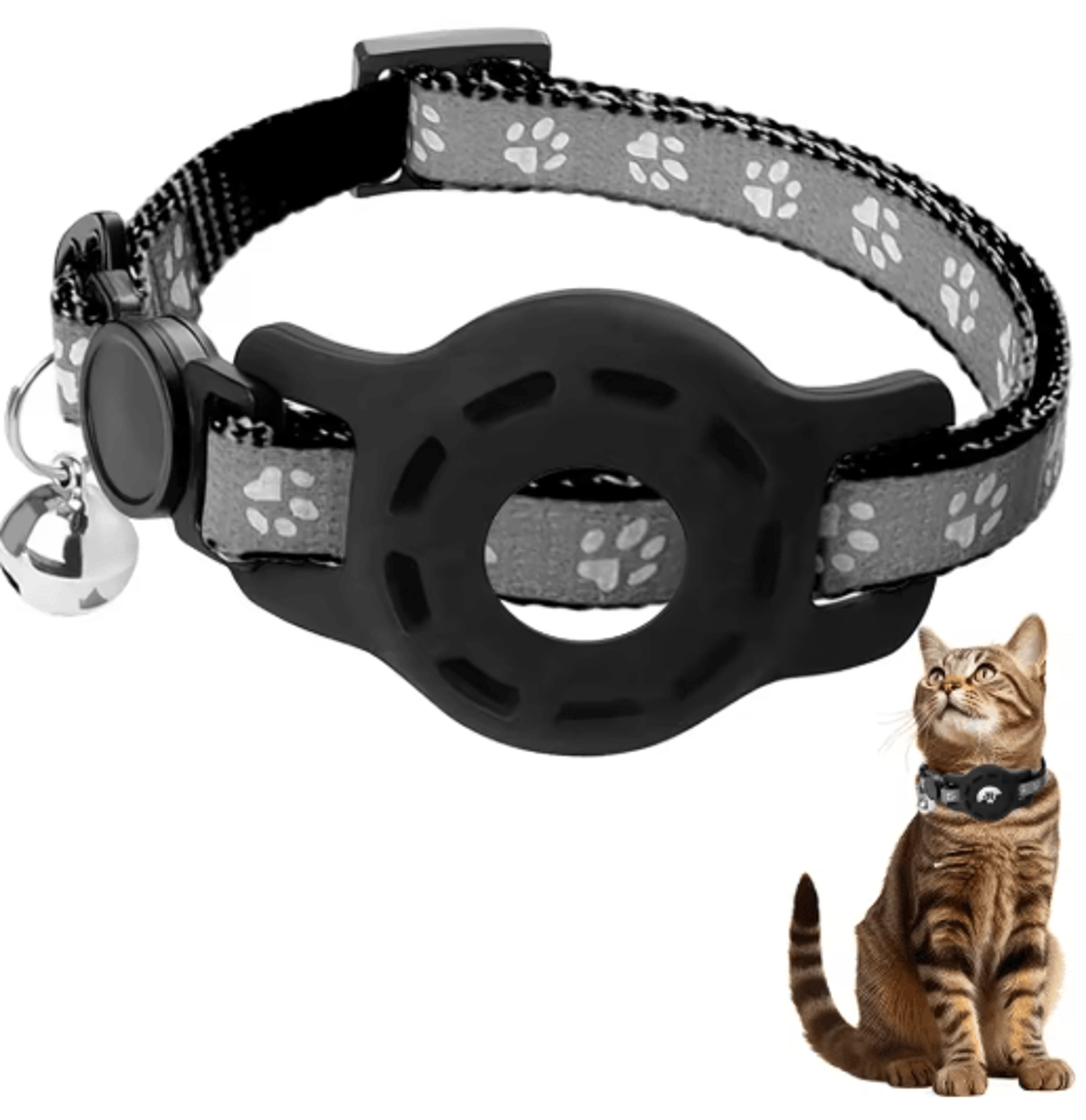 Track Paws AirTag Cat Collar With Bell  Safety Breakaway Buckle 3