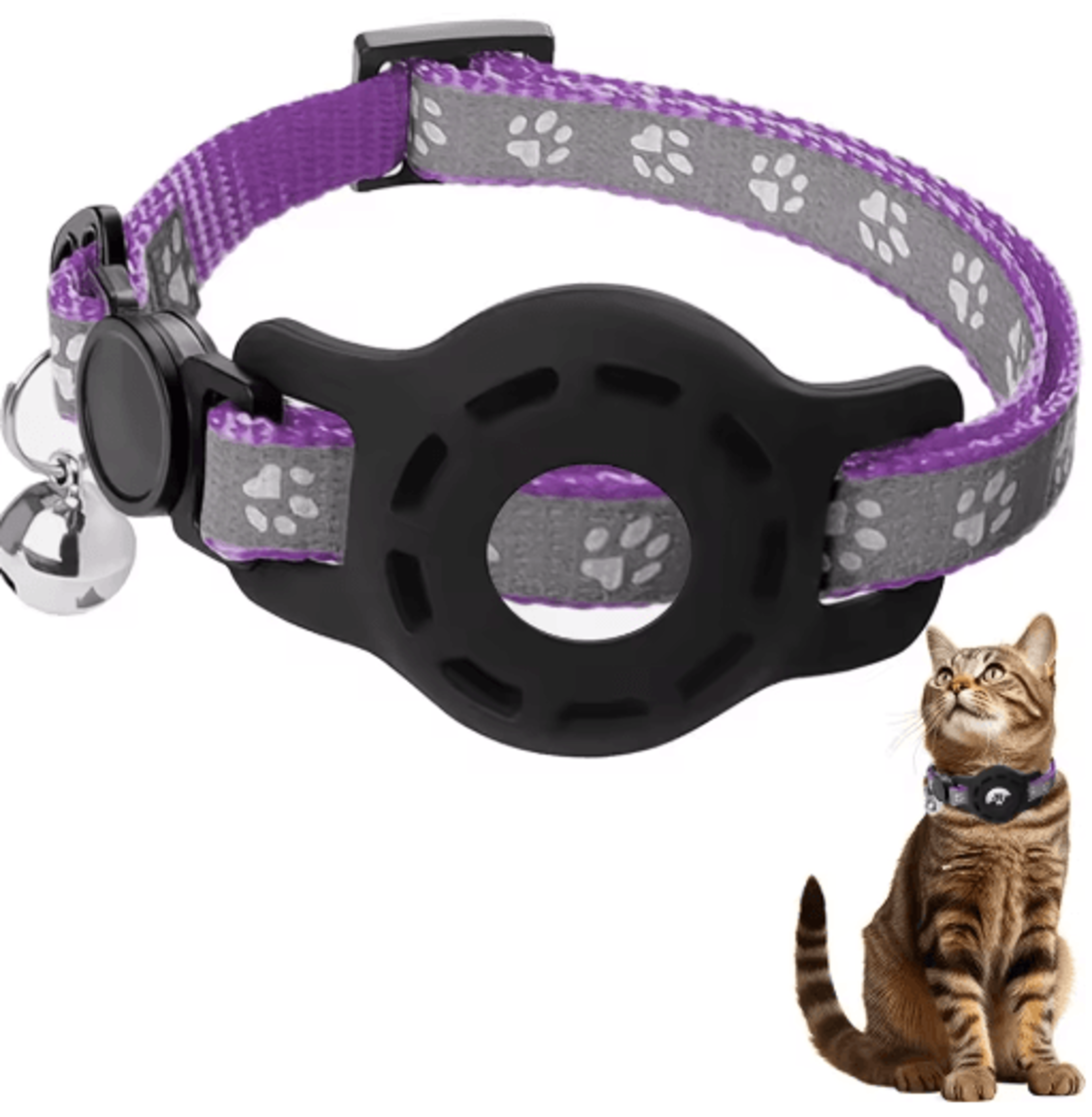Track Paws AirTag Cat Collar With Bell  Safety Breakaway Buckle 6