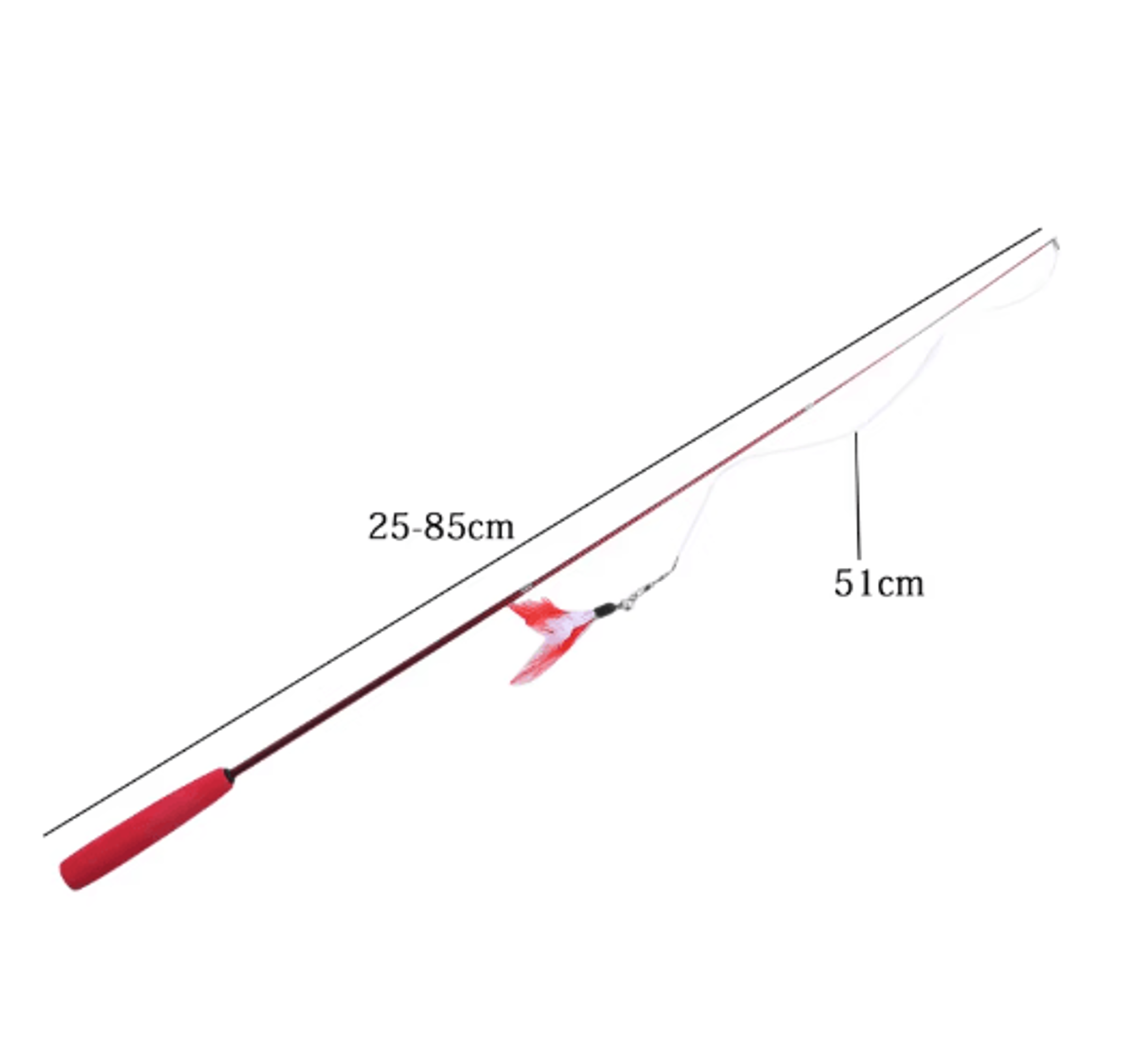 Super Long Telescopic Cat Teaser Wand With Feather Replacement Head 6