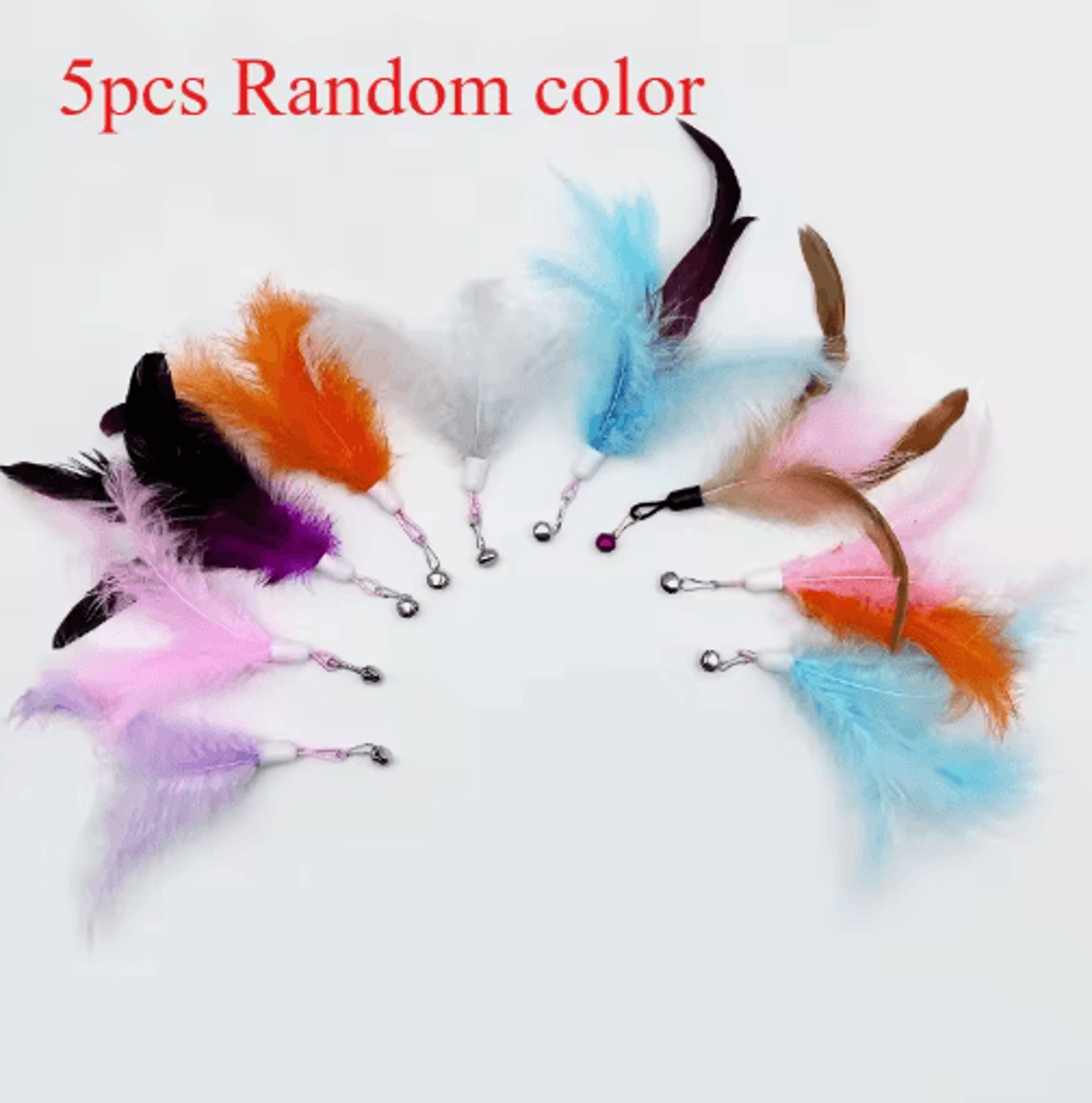 Feather Bell Replacement Heads For Cat Teaser Wands 3 To 10 Pack 2