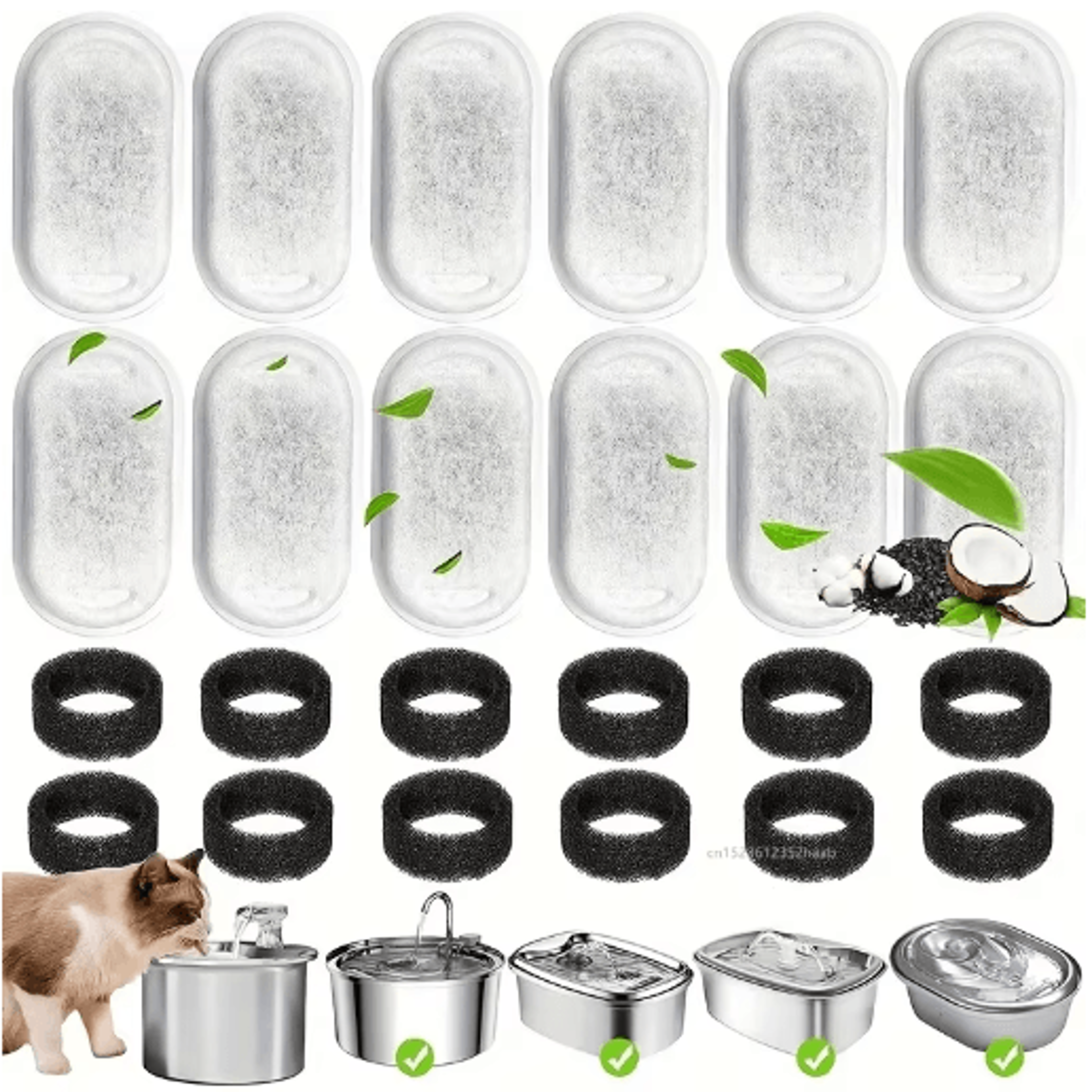 activated carbon cat water fountain filters for stainless steel pet water dispensers