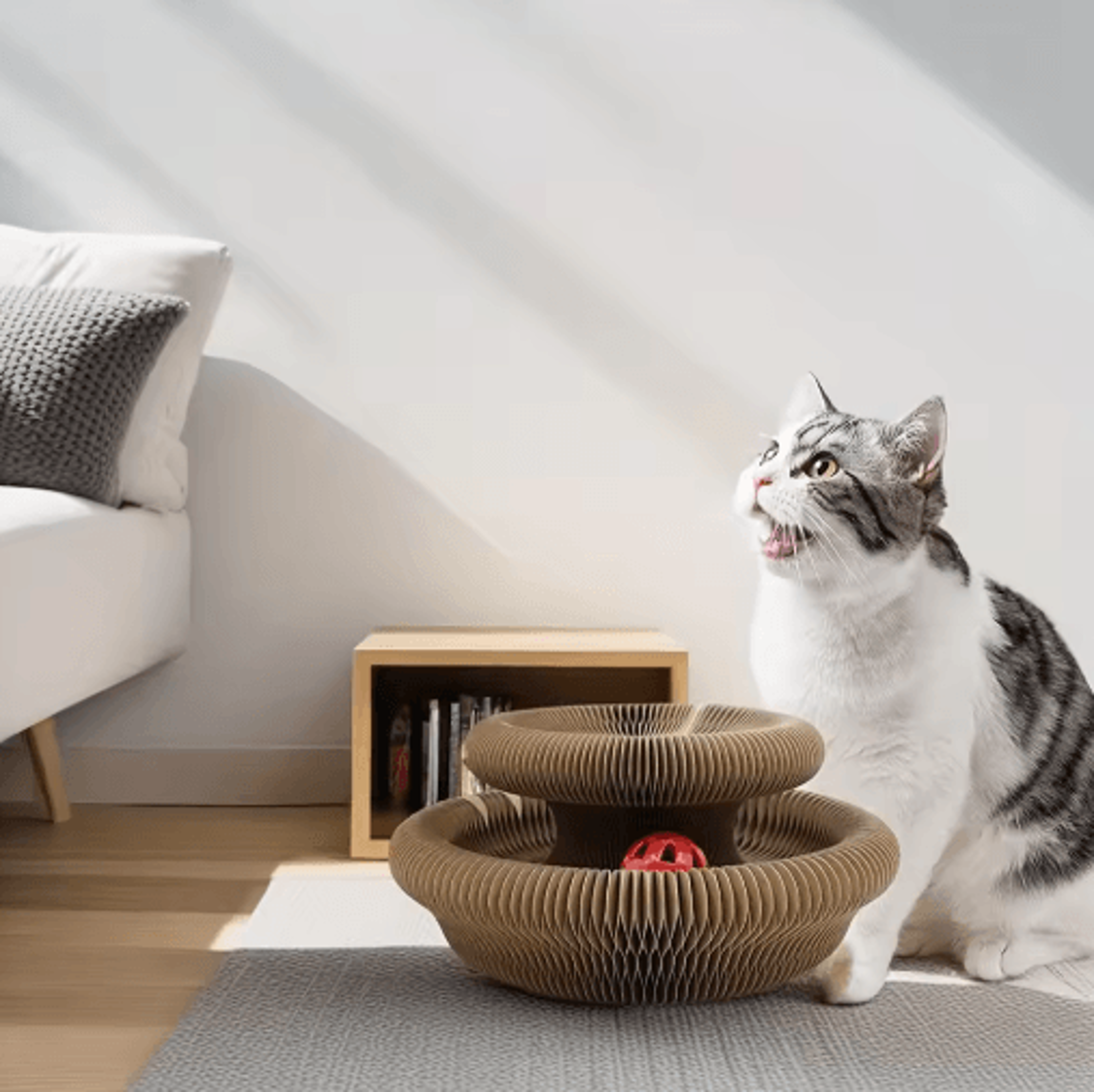 Twistable Cardboard Cat Scratcher Tunnel Interactive Play  Scratch Toy For Indoor Cats 1