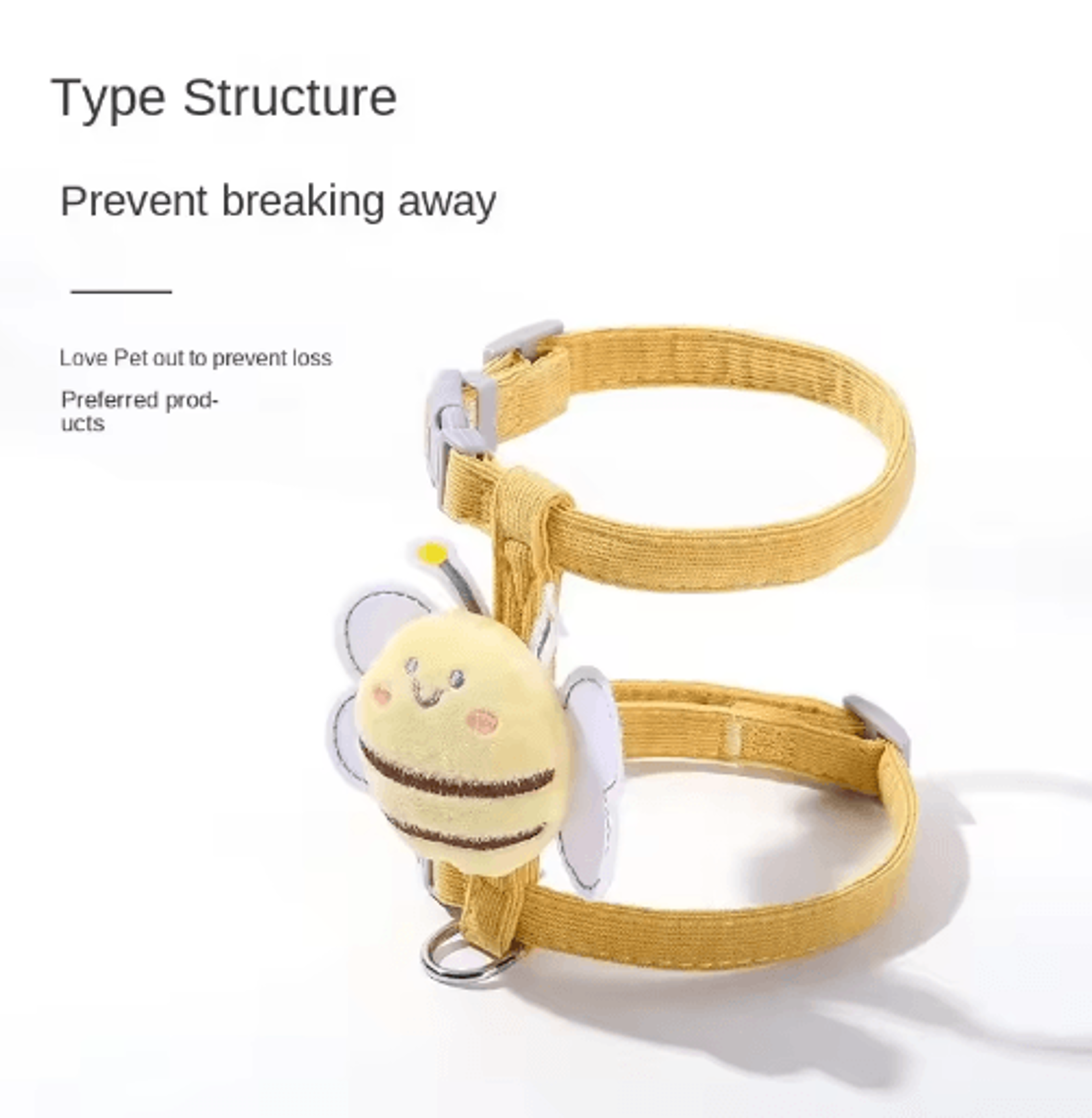 Cartoon Bee Pet Harness  Leash Set  Adjustable DoubleLayer Vest For Cats And Small Dogs 7