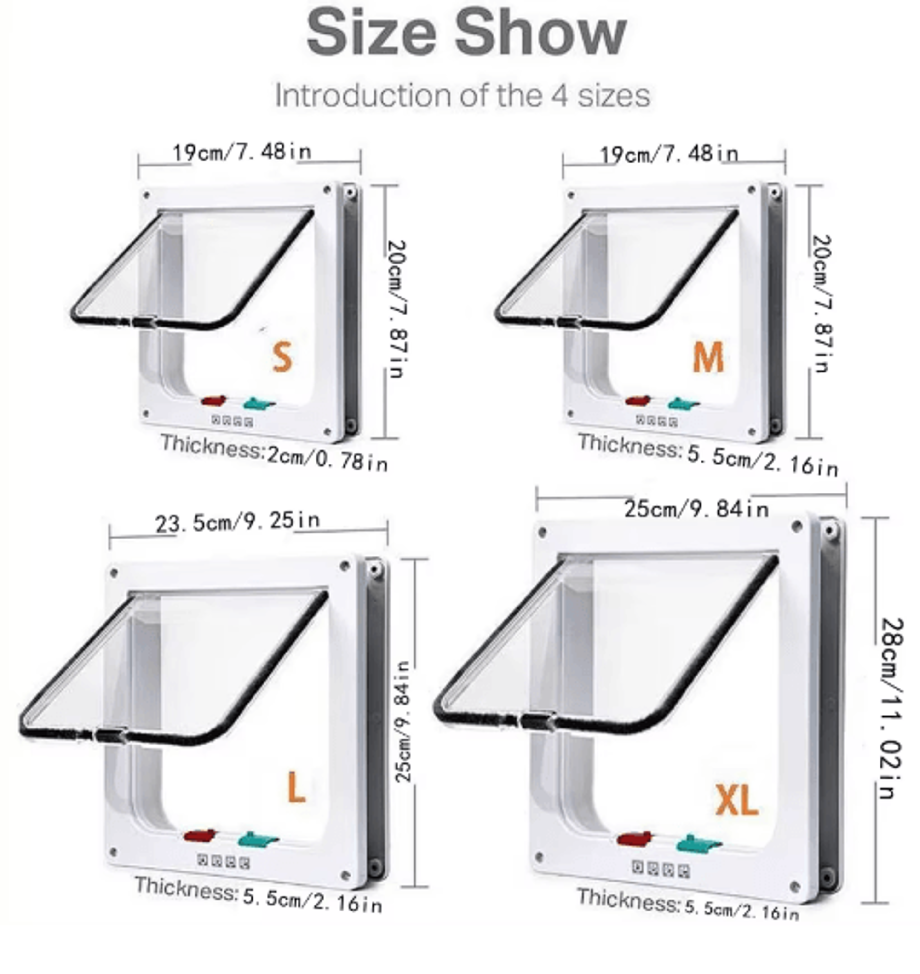 4Way Locking Weatherproof Cat Door  Secure Pet Access Door For Interior  Exterior Us 7