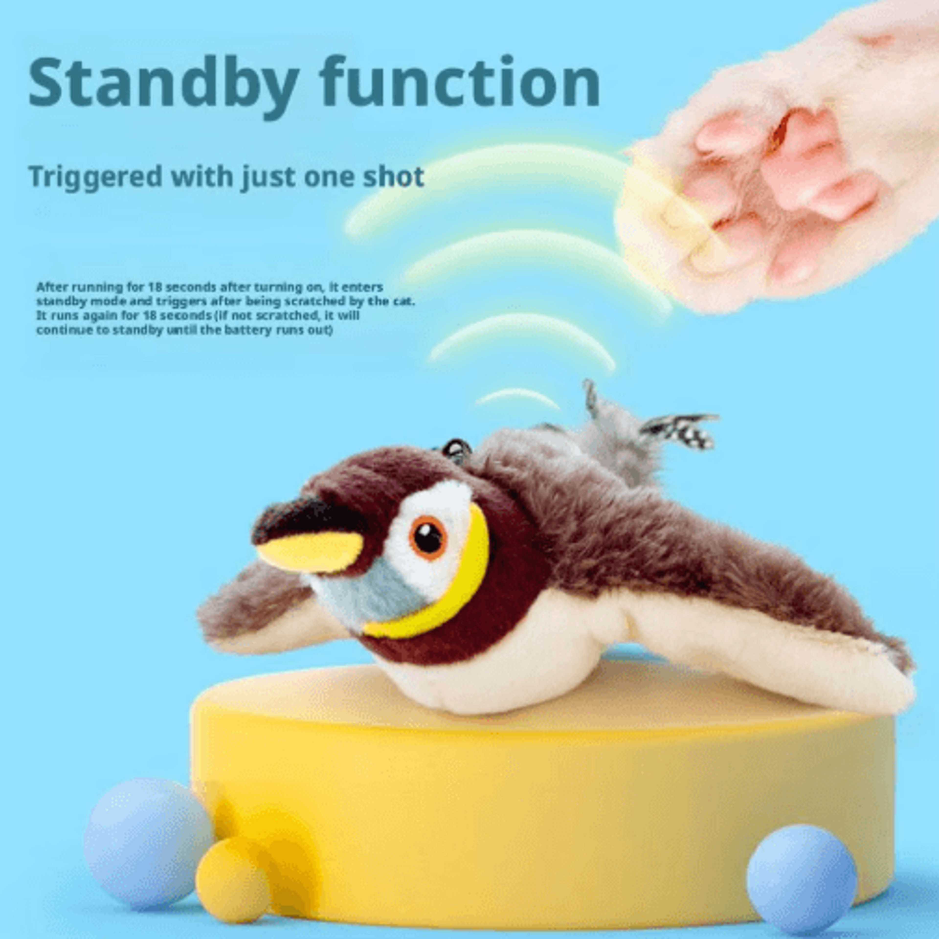 Interactive Flapping Bird Cat Toy With Catnip  Chirping Flying Bird For Active Indoor Cats 6