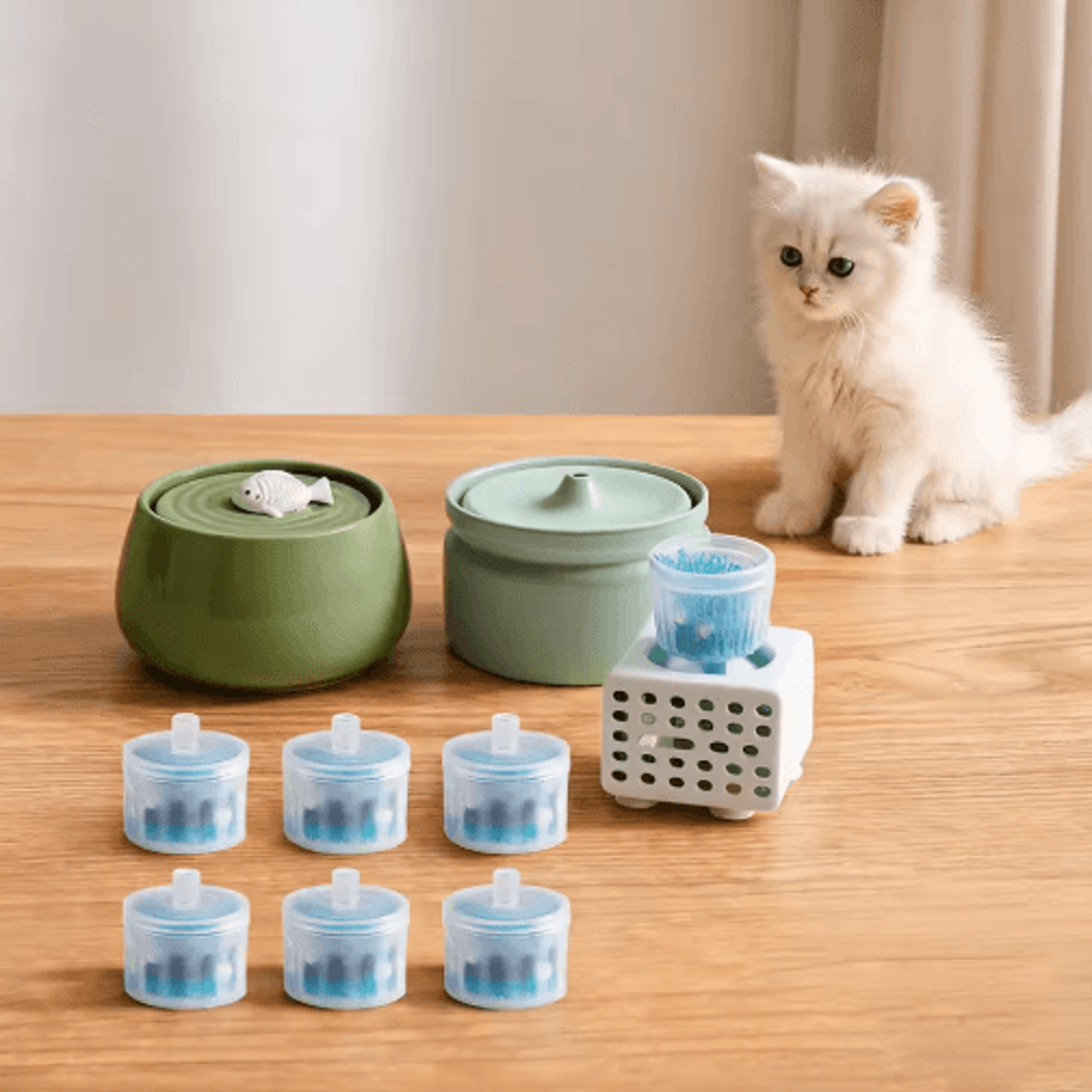 1.3l cat water fountain replacement filter set – fresh water filters for pet drinking fountains