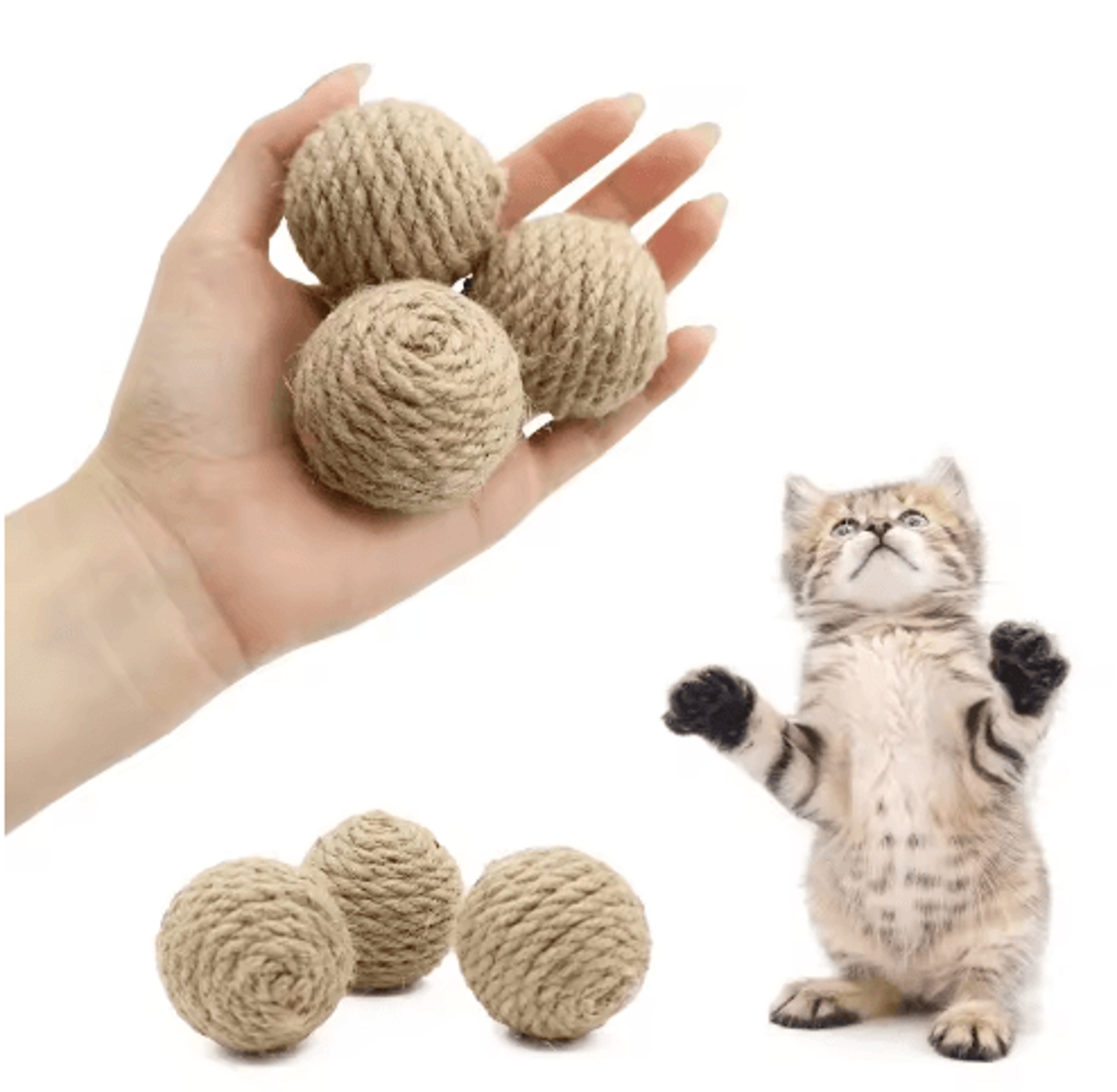 EcoFriendly Sisal Cat Ball Toy  Natural Chew  Fetch Ball For Active Cats 0