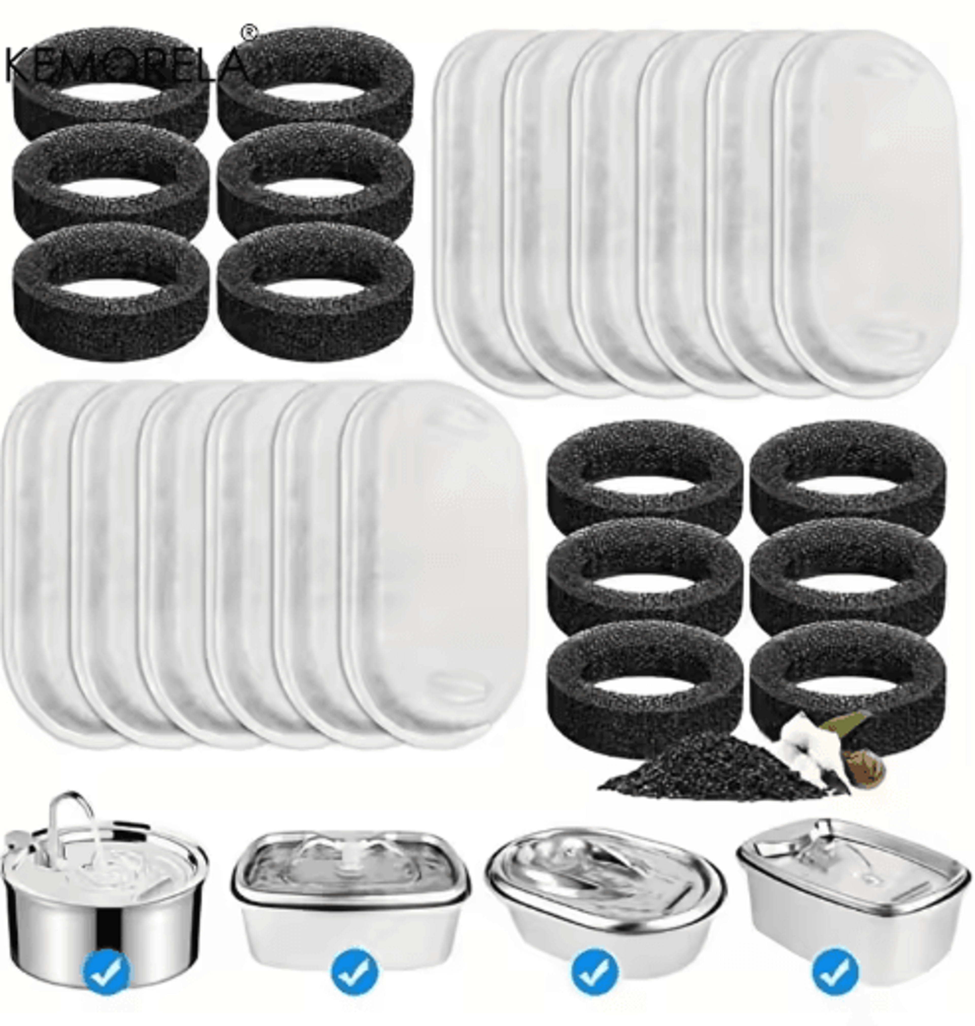 8 To 24PCS Cat Water Fountain Filter Set  Replacement Filters For 108oz32L Pet Water Fountains 0