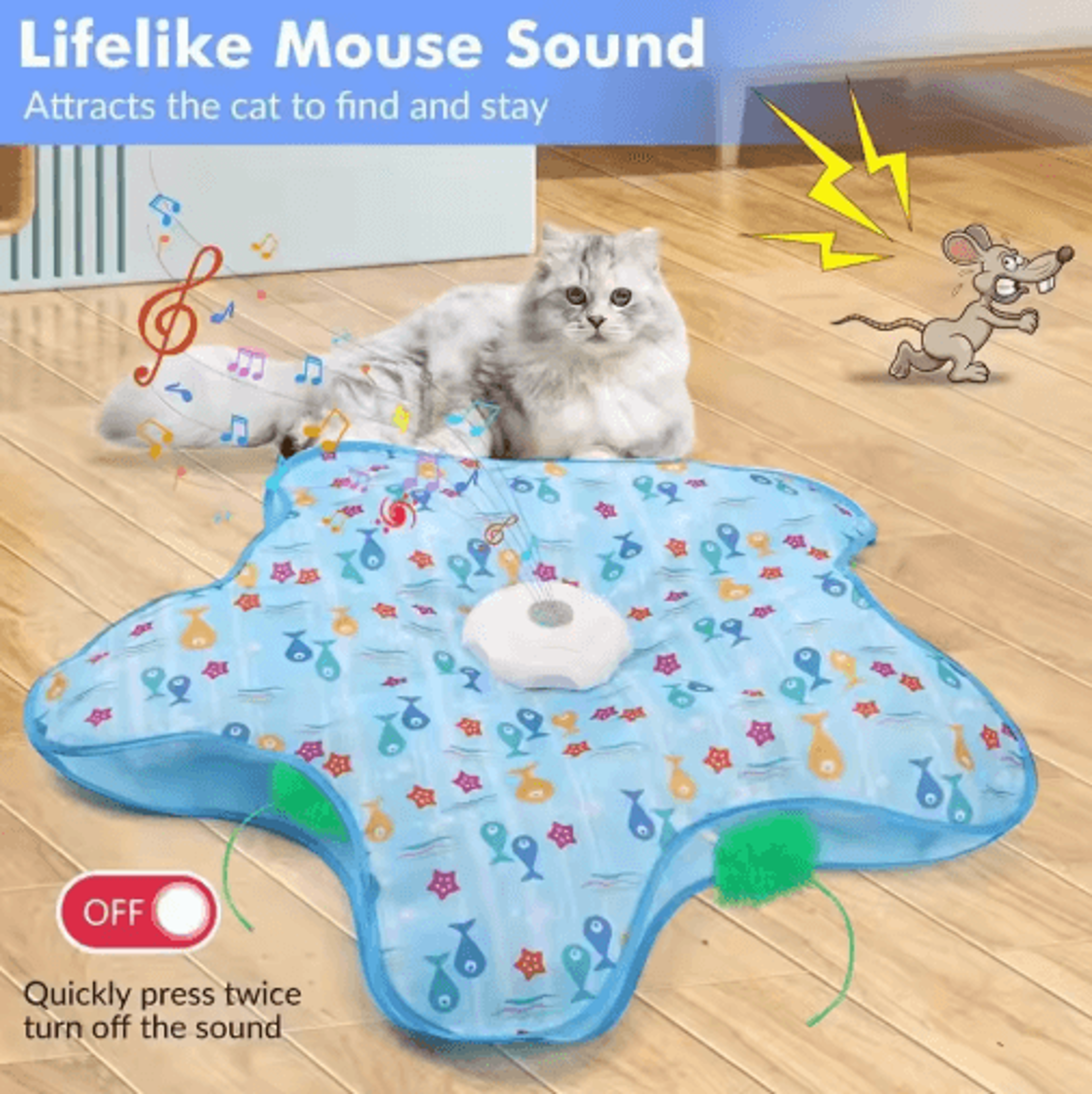 Interactive Automatic Cat Turntable Toy Feather Chase  Animal Sound Enrichment Game 6