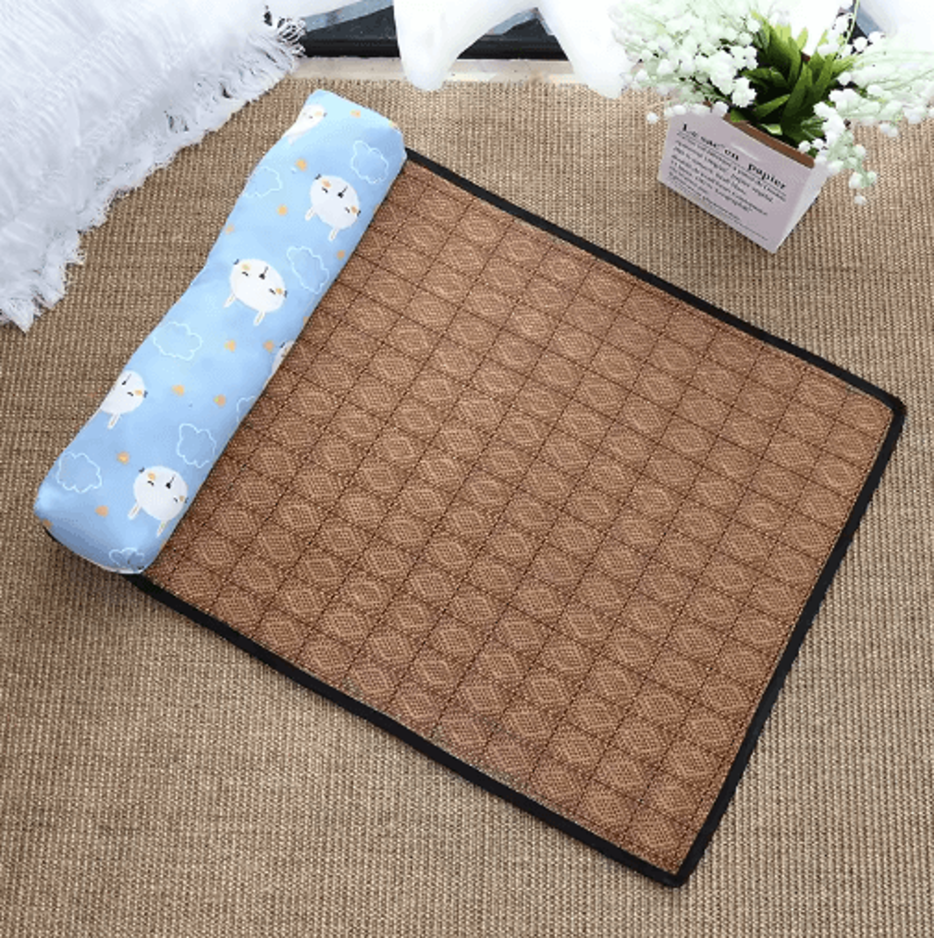 Natural Rattan Cooling Pet Mat SelfCooling Summer Bed For Cats And Small Dogs 5