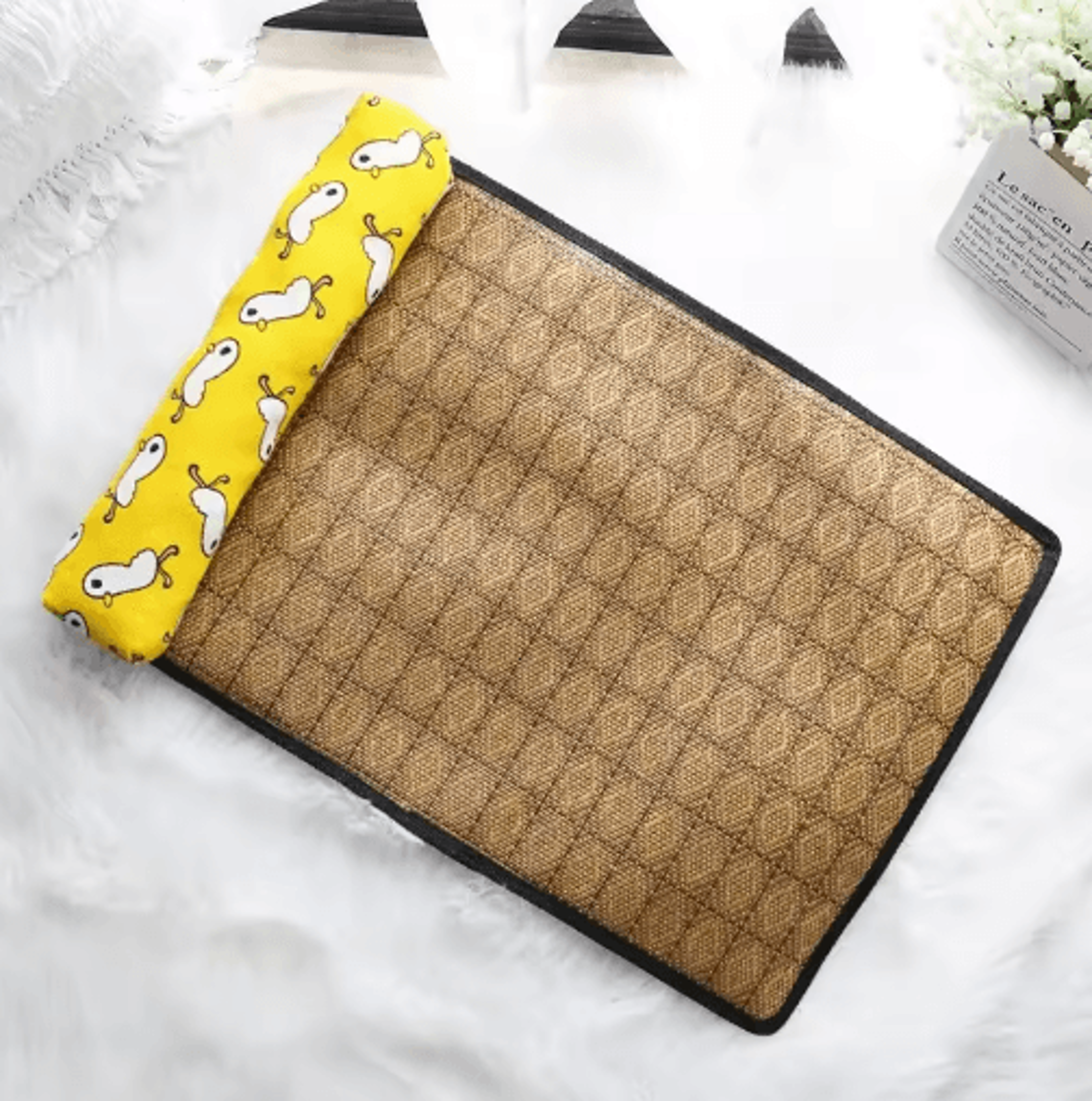Natural Rattan Cooling Pet Mat SelfCooling Summer Bed For Cats And Small Dogs 6