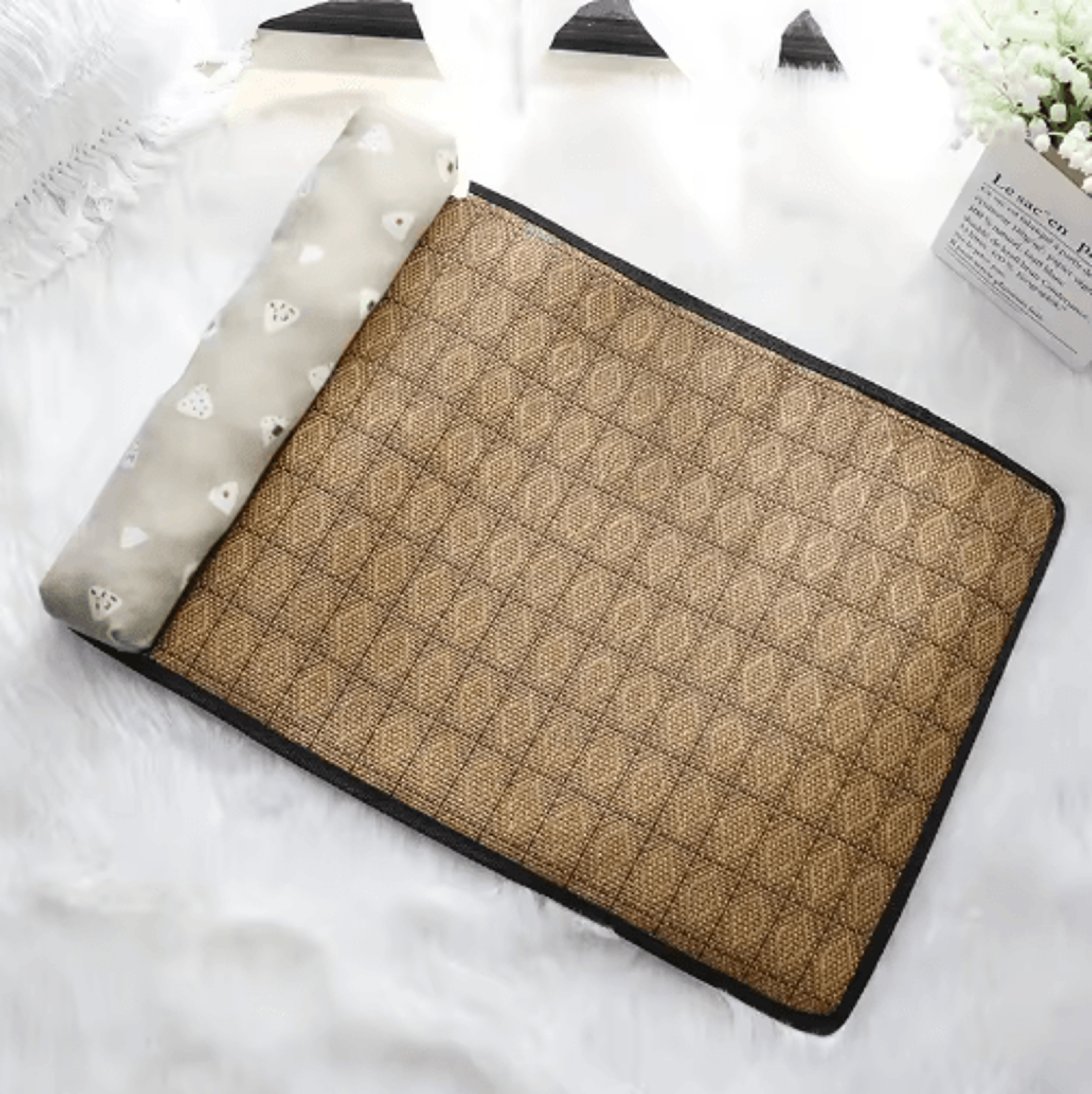Natural Rattan Cooling Pet Mat SelfCooling Summer Bed For Cats And Small Dogs 8