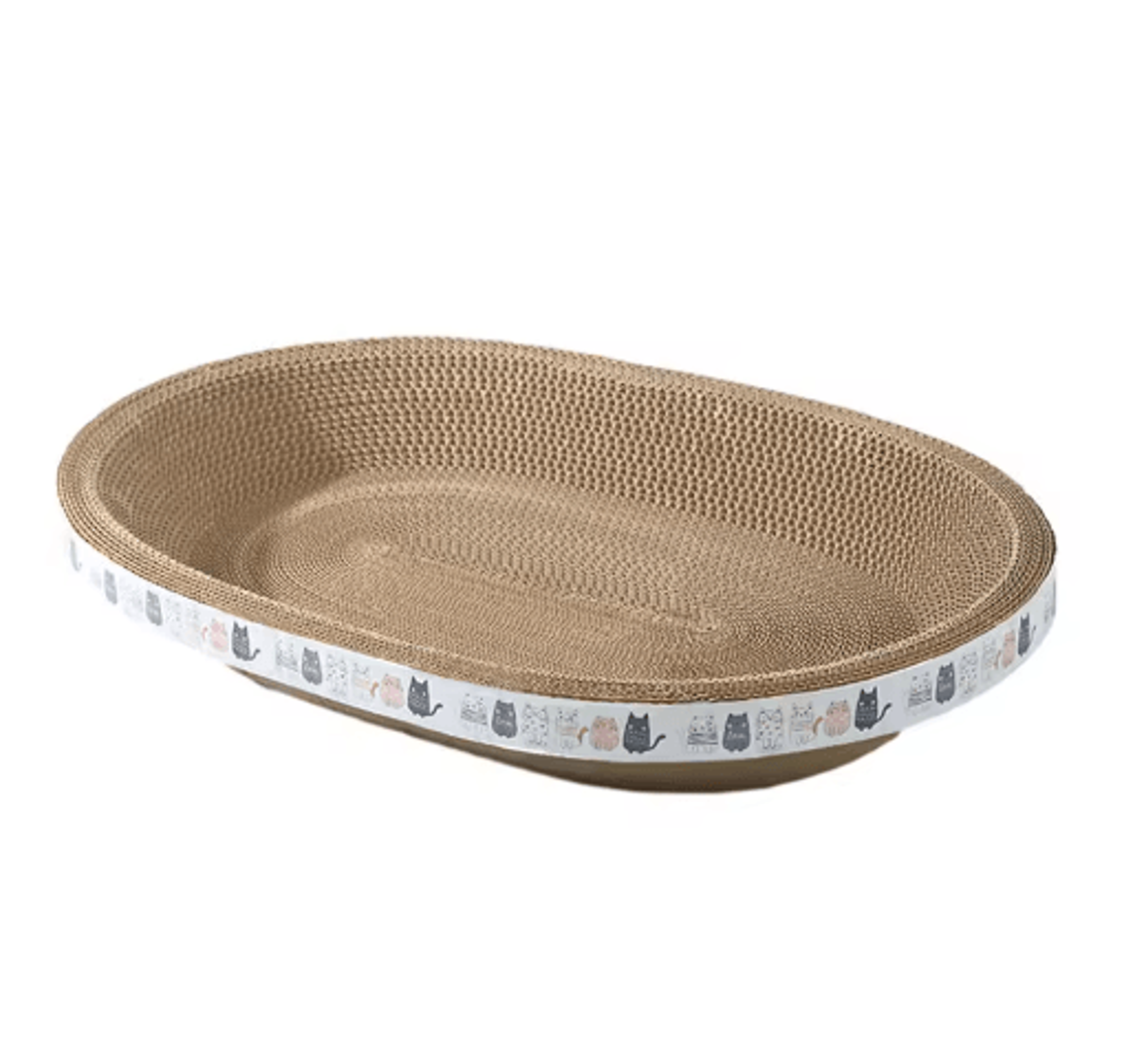 Round Oval Corrugated Cat Scratcher Bed  Durable Claw Grinding Lounger For Indoor Cats 1