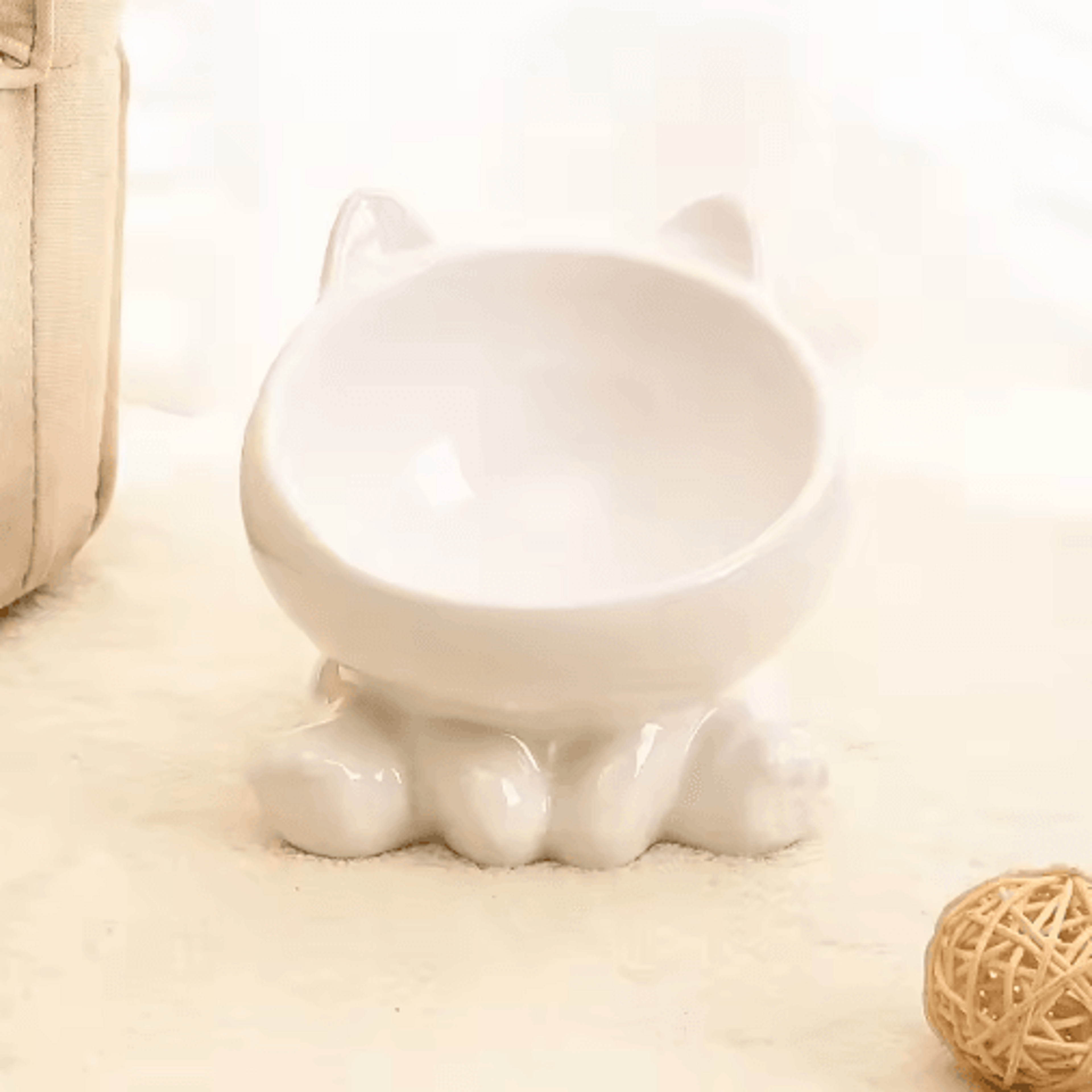 Elevated Ceramic Pet Bowl  Cute Angled Feeding Dish For Cats And Small Dogs 7