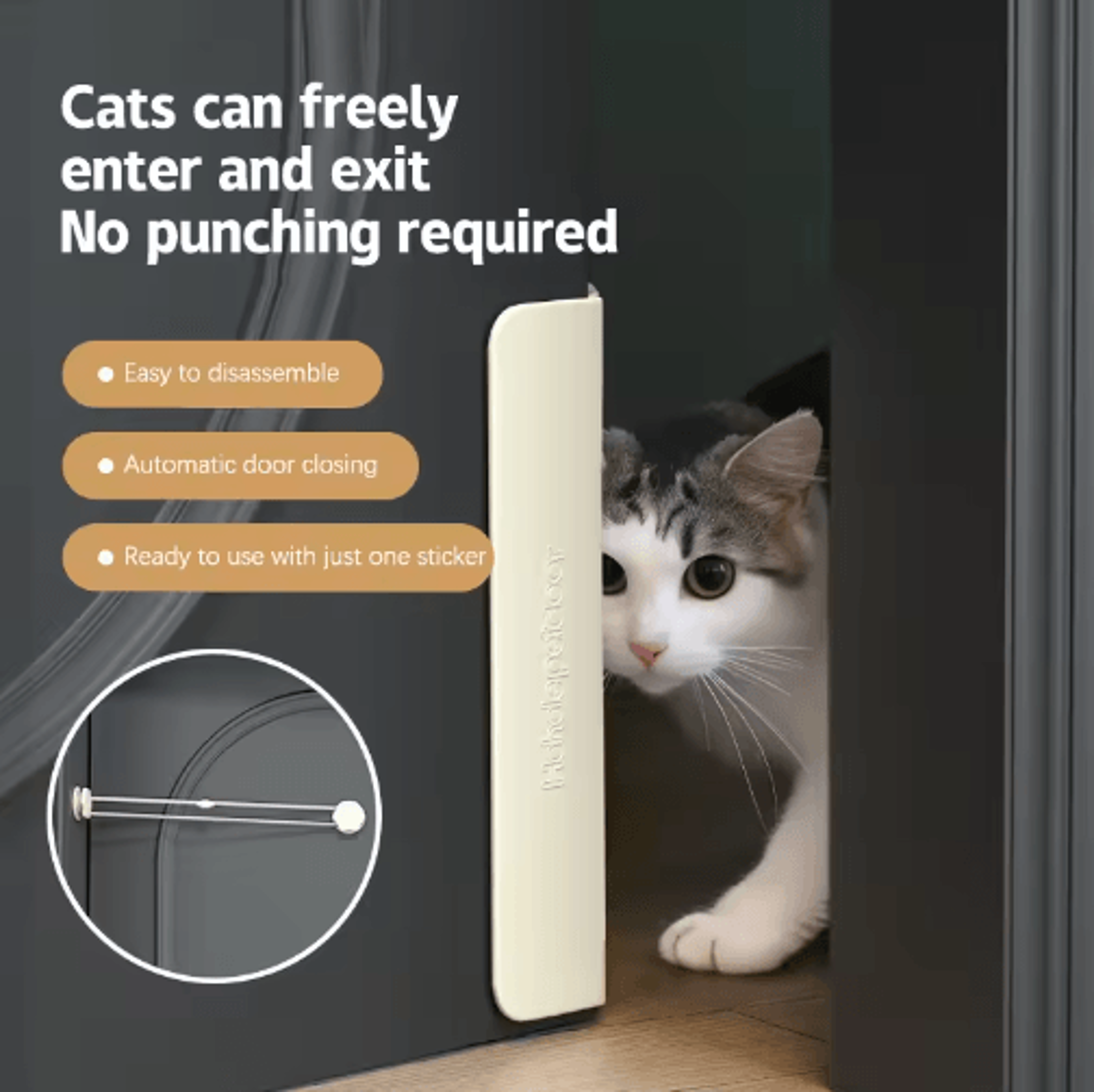 pet door opener handle set indoor cat accessory for bedrooms bathrooms & private spaces