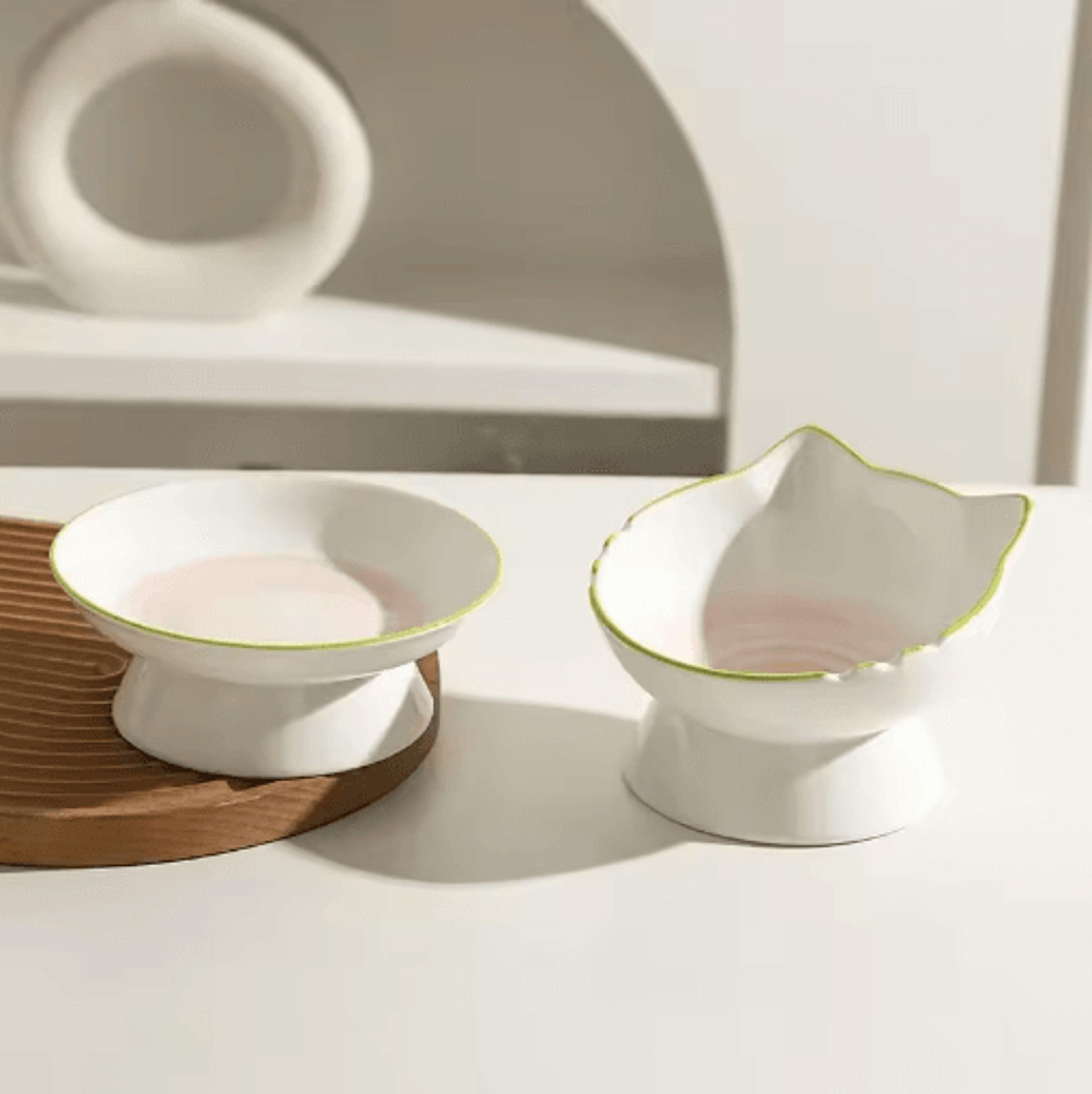 elevated cat food & water bowl raised feeding dish for comfortable mealtime